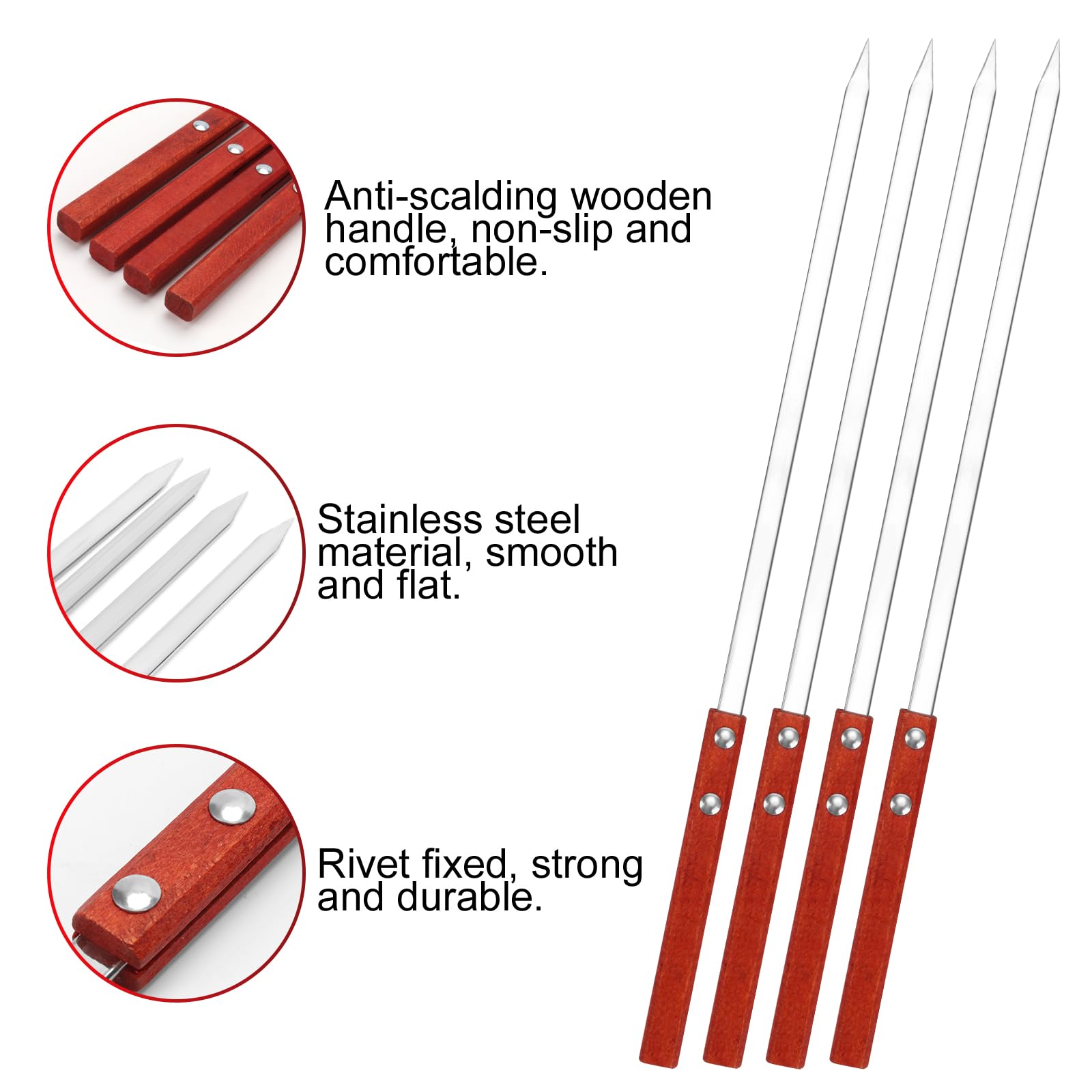 Brochettes De Barbecue 10 Pièces Brochettes De Barbecue 40 Cm De Longueur En Acier Inoxydable Kabab Kebab Brochettes Plates Aiguille