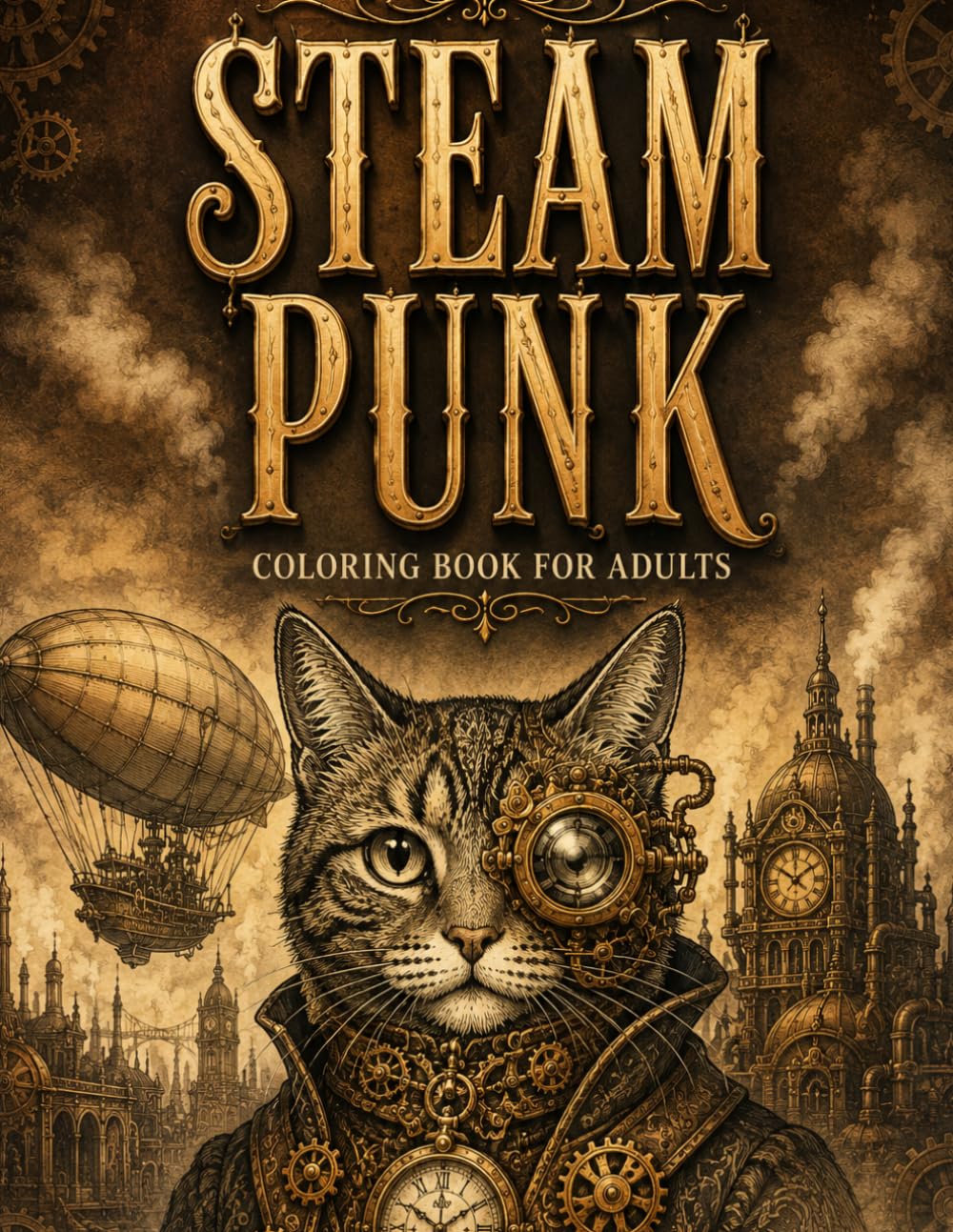 Steampunk Coloring Book for Adults: Intricate Victorian Inventions, Mechanical Animals, Airships, Clockwork Designs, and Gearwork Fantasy Scenes for Stress Relief and Relaxation