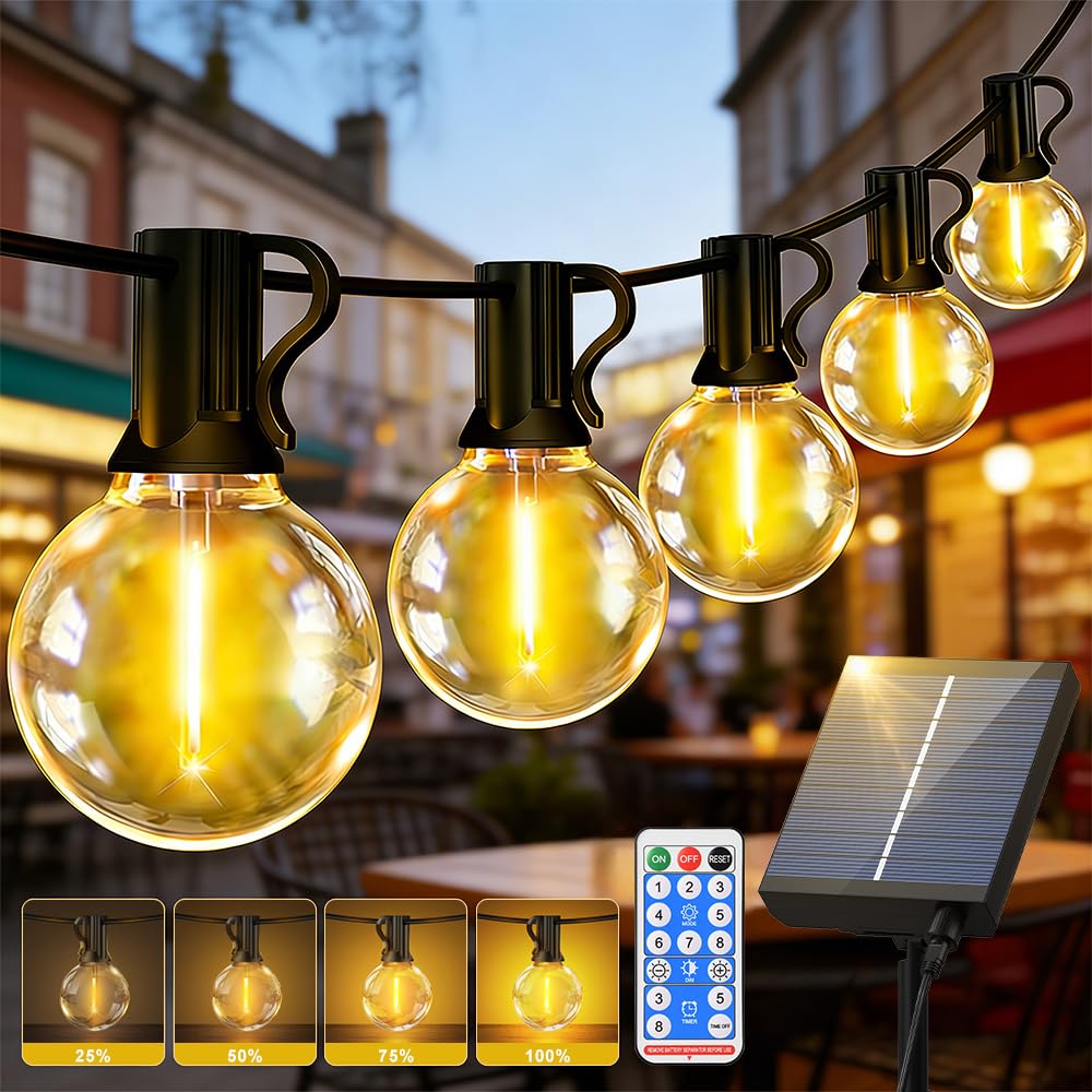 Beosior Transparent Solar String Festoon Lights Outdoor - Remote Control 20M / 65Ft Ip44 Waterproof Led Garden Lights Weatherproof Solar Powered/Usb Rechargeable Outside Light For Gazebo Pergola Patio