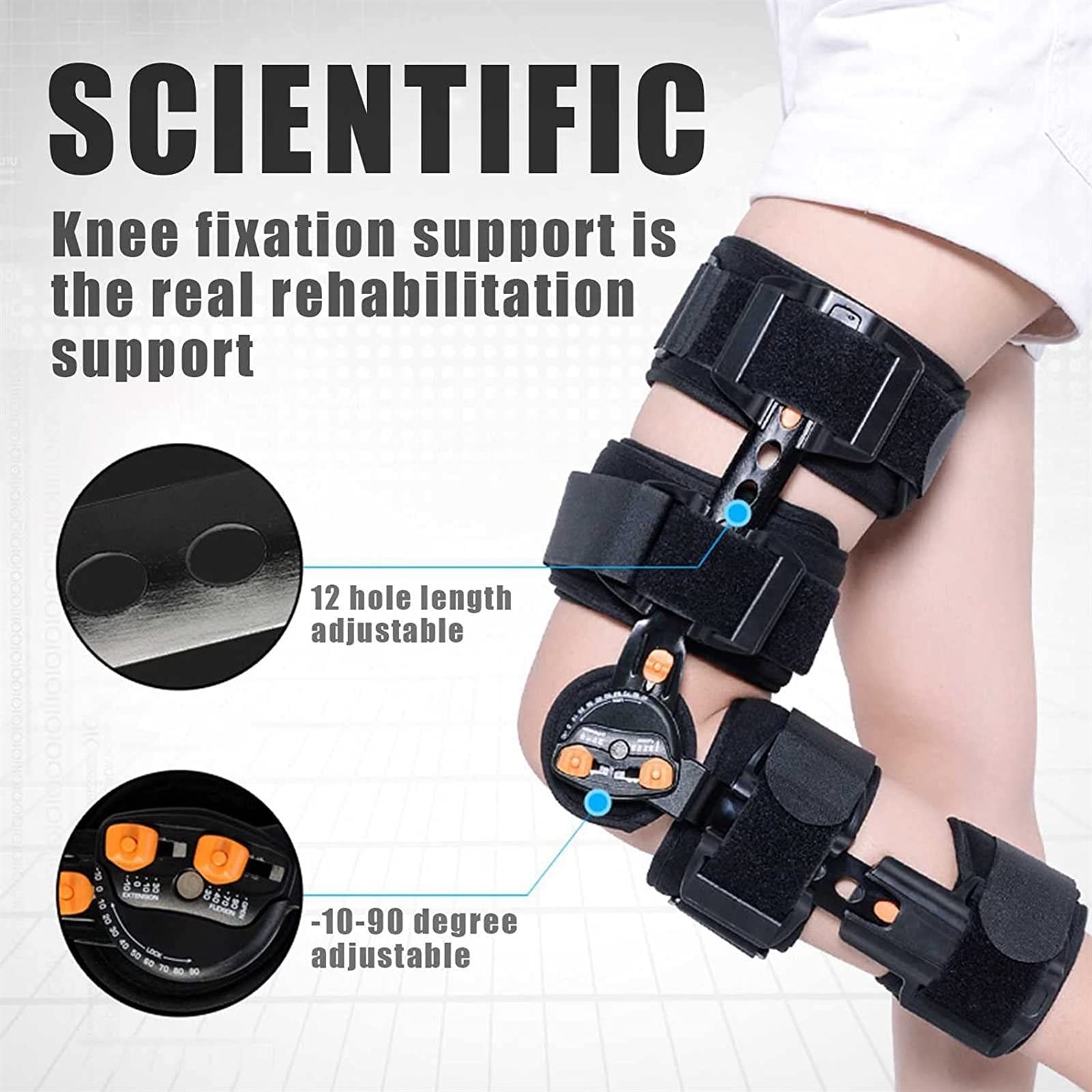 Rodillera con bisagras, inmovilizadora, rodillera ortopédica para rótula, rodillera inmovilizadora, soporte ortopédico para ACL, PCL, MCL, artritis oste