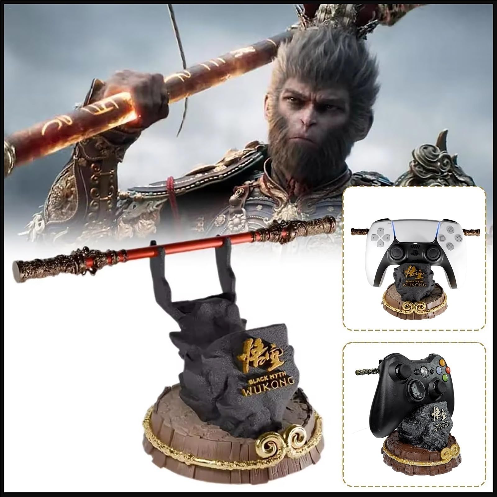 Black Myth Wukong Supporto per Controller di Gioco con Maledizione di Serraggio del Cerchio Dorato E Bastone di Ruyi di Bronzecloud, Supporto per Telefono per PS5/XSX/XB0X/NS/Switch PRO(A)