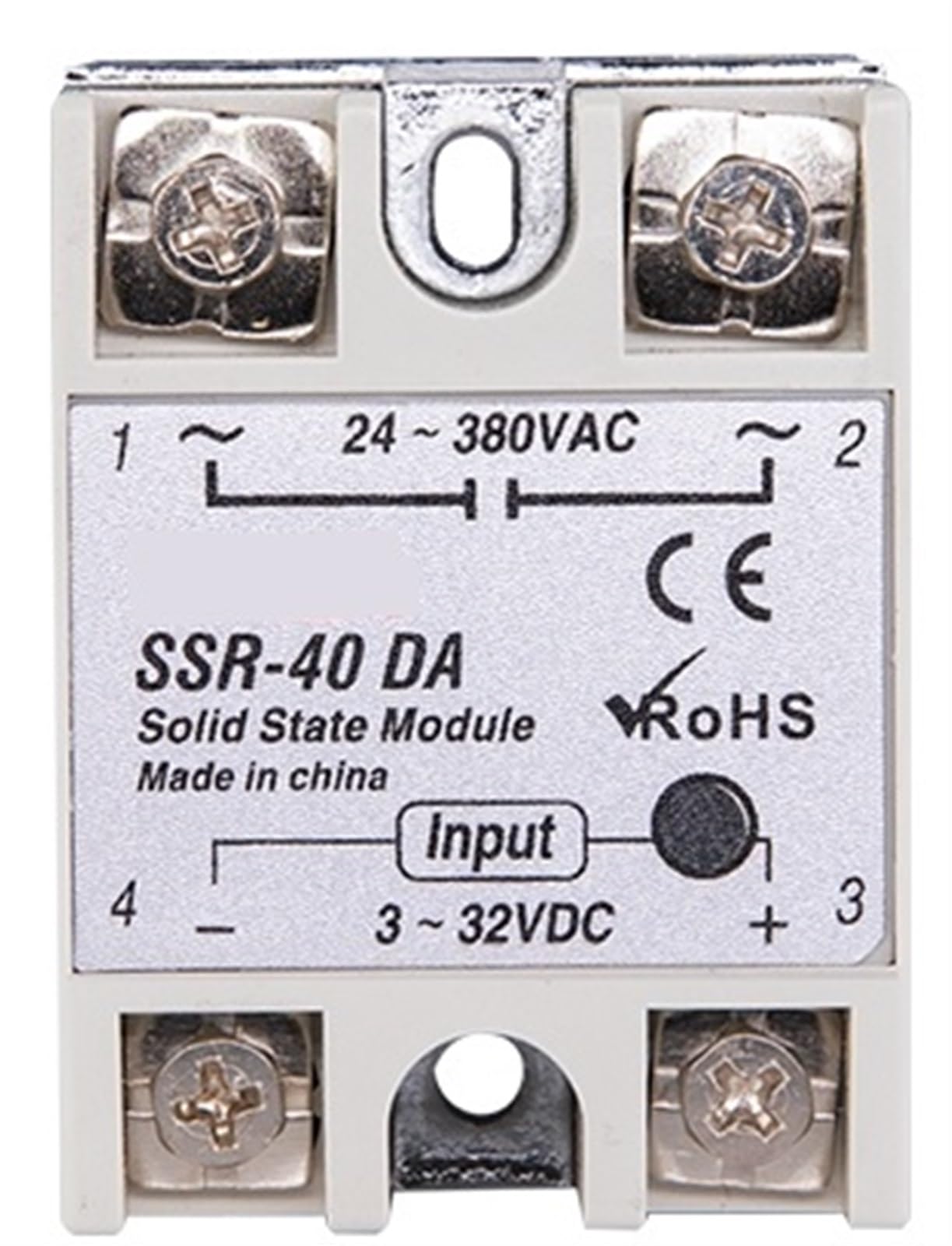 Relais SSR-40DA DC-AC de haute précision monophasé avec boîtier isolant blanc