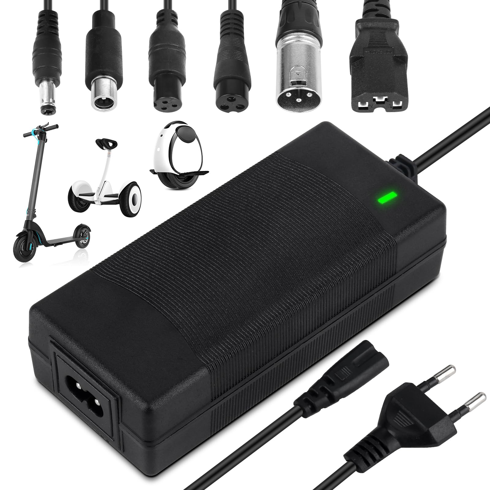 Mineup 42 V 2 A Hoverboard kabel do ładowania, ładowarka do skutera elektrycznego, ładowarka do skuterów elektrycznych i rowerów elektrycznych, 6 portów, ładowarka do deskorolki elektrycznej i rowerów