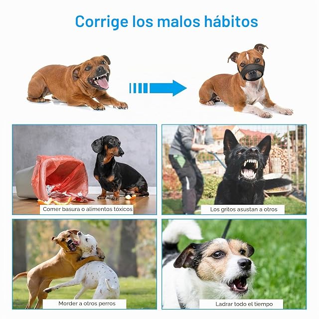 Foto 4 de 7 de WUGU Bozal Perro Grande y Mediano Con Malla, Ajustable, Transpirable y Cómodo