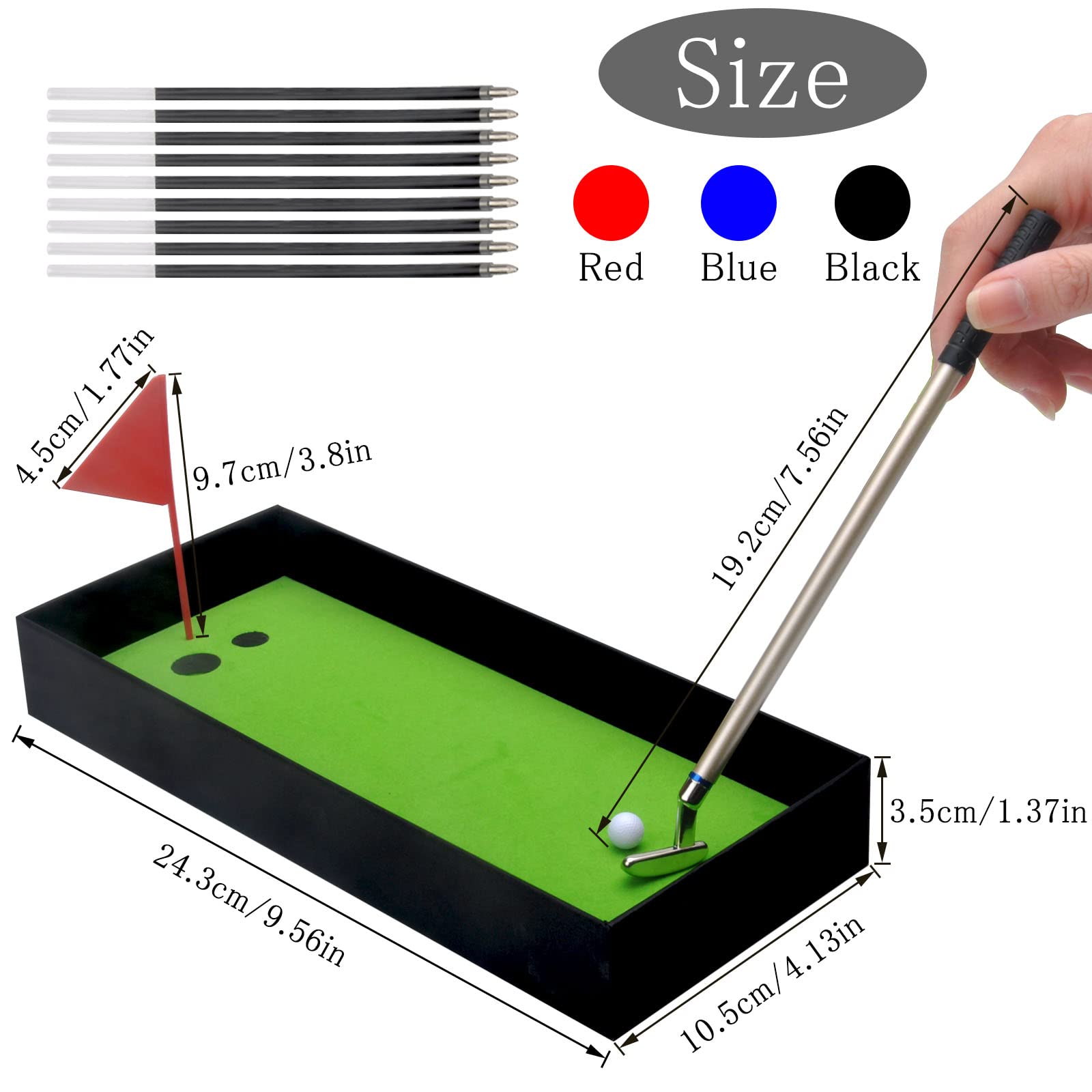 DAWRIS Set di Penne da Golf, Regalo da Golf da Tavolo 3 Bastoncini con Mini Penna a Sfera