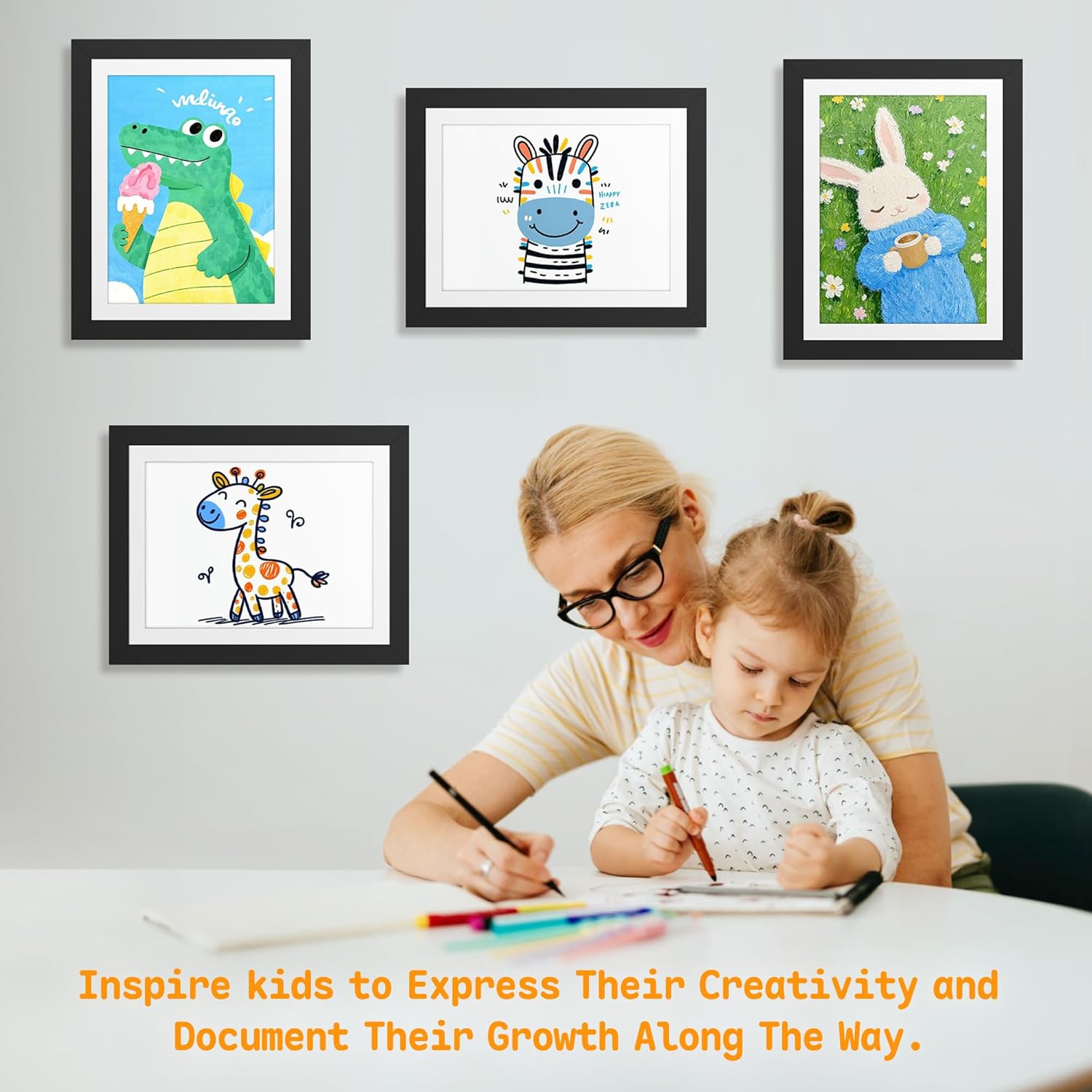 2 Pack Kids Artwork Frames Changeable 8.5 x 11 Inch Children Art Projects Children Art Frames Front Opening Picture Display Frame Holds 150 Drawings for Craft Storage, Room Decor, Portfolio, Black