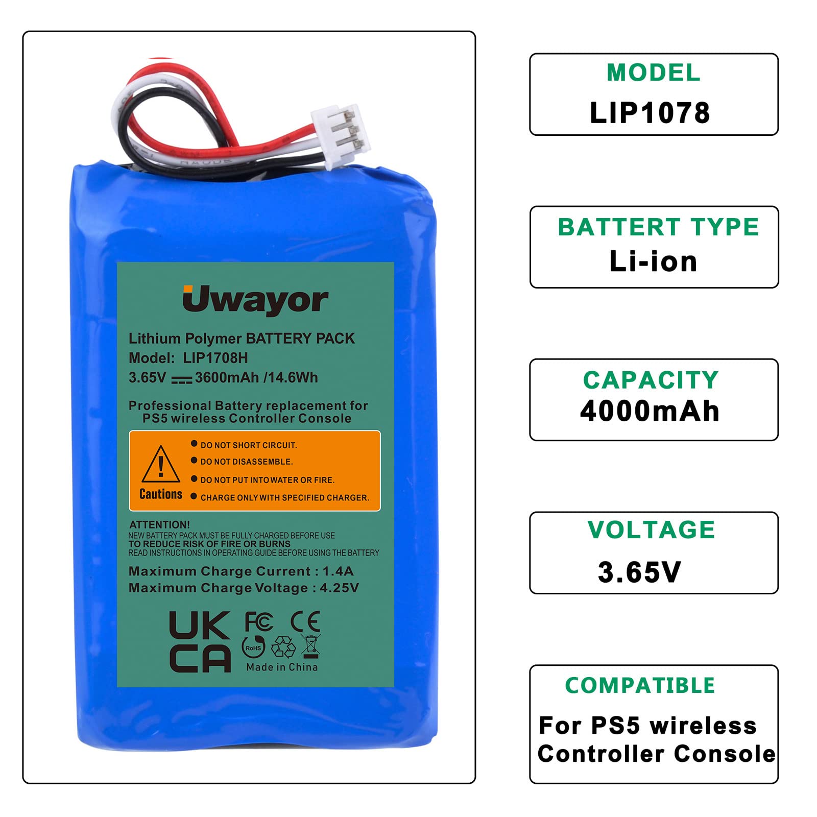 PS5 Akku 3600mAh für PlayStation 5 Controller 3600mAh PS5 Controller Akku Hohe Kapazität PS5 Controller Battery