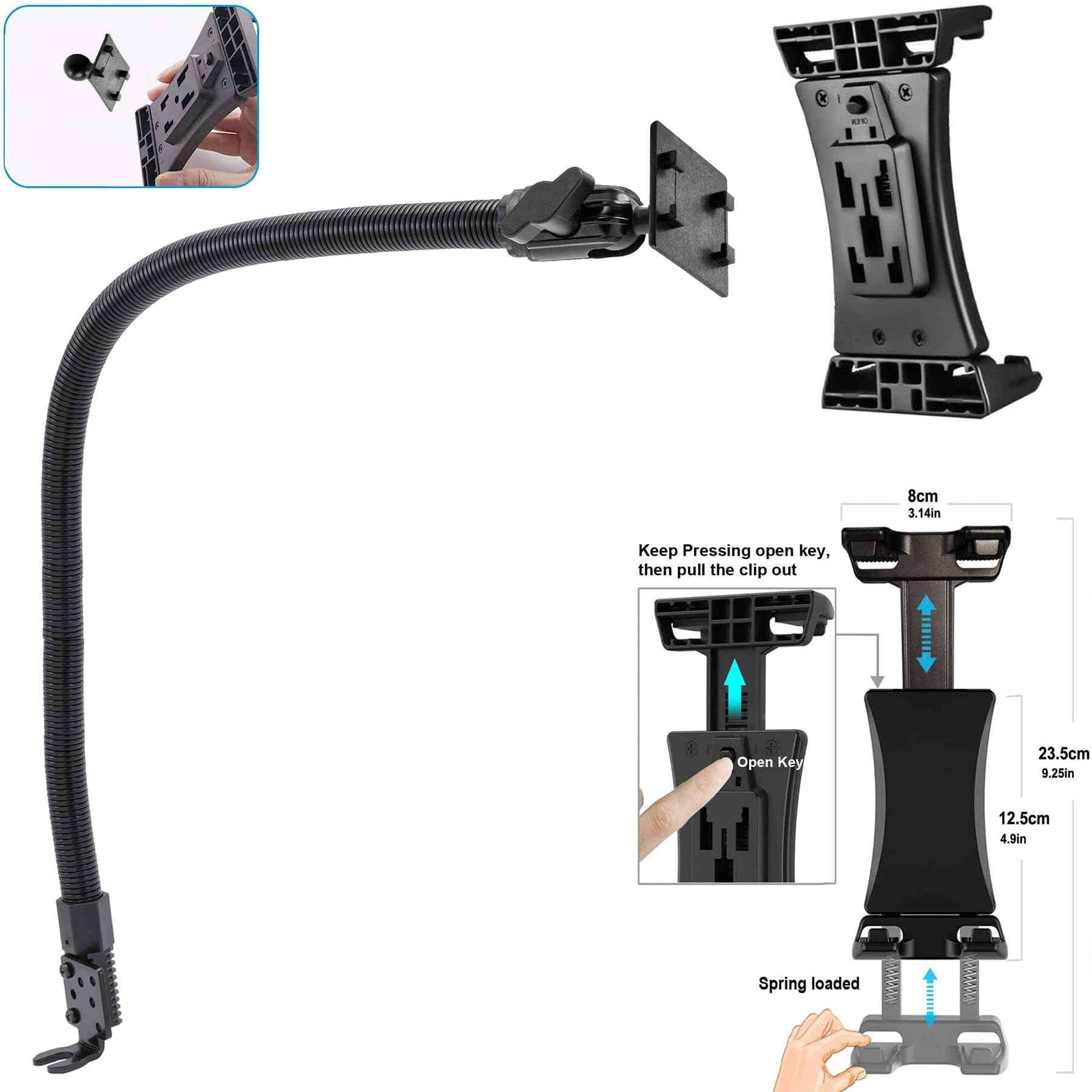 Soporte para camión de Coche de 22 Pulgadas, Resistente, para tabletas, iPad Pro Air Mini y Smartphone iPhone 8 X XR XS 11 MAX Plus Galaxy S20 S10 Note (Telematics Fleets ELD Compliant)