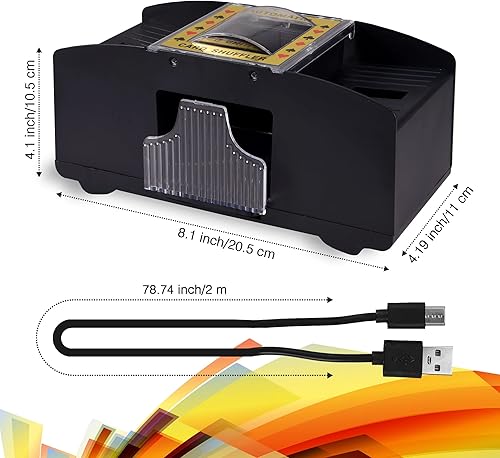 Miniatura 5 de AOPER Barajador automático de cartas, máquina de barajar cartas de póquer de casino electrónico - Mezclador de tarjetas de plástico a pilas - 2/4/6