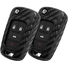 2 Pcs Key Fob Case Carbon Fiber Pattern Silicone Cover Compatible with Chevrolet Camaro Caprice Cruze Equinox Impala Malibu Orlando Sonic Spark SS TRAX Universal Button Keyless Entry Remote