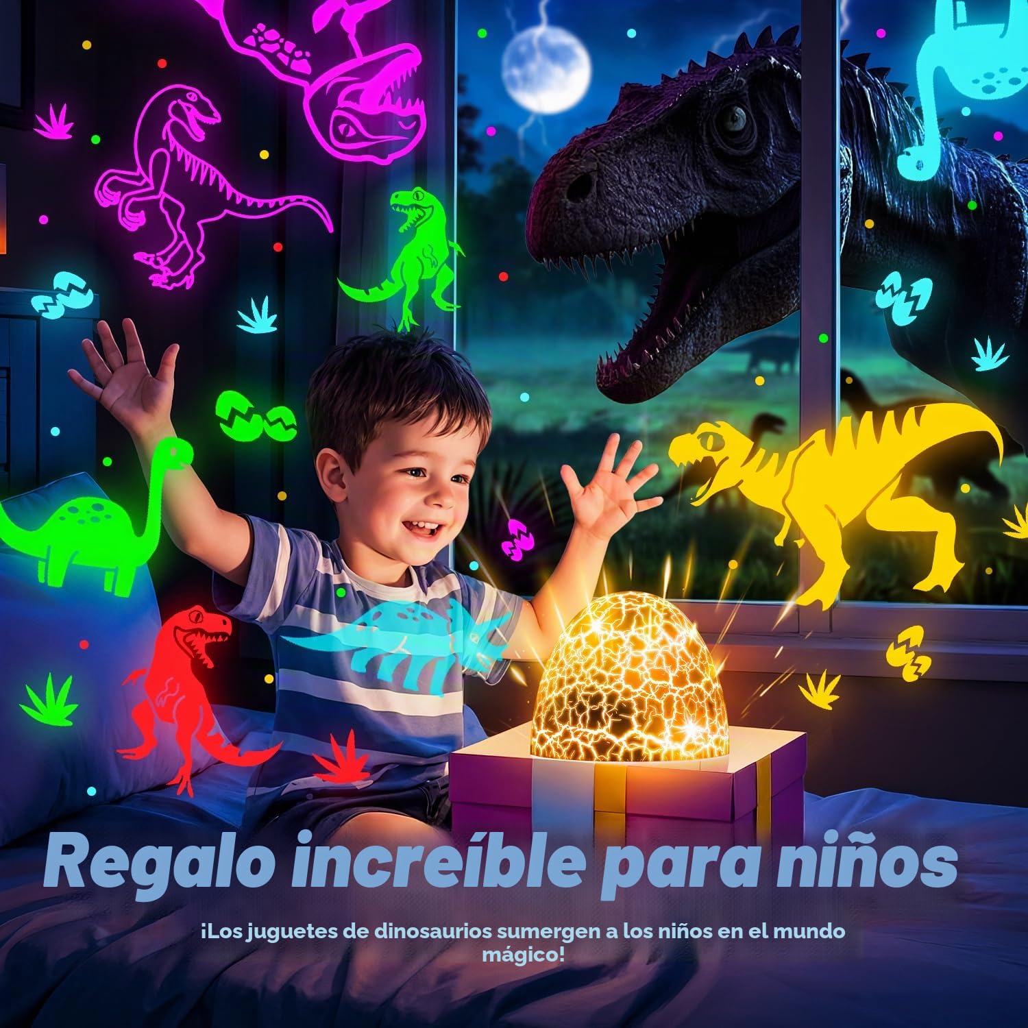 Staryou Proyector Estrellas Infantil,15 Música y 3 Temas Luz Nocturna Infantil,Luz Bebe Nocturna,Dinosaurios Juguetes con Control Remoto,3 Niveles de Intensidad y Temporizador,Juguetes Infantiles 0-6