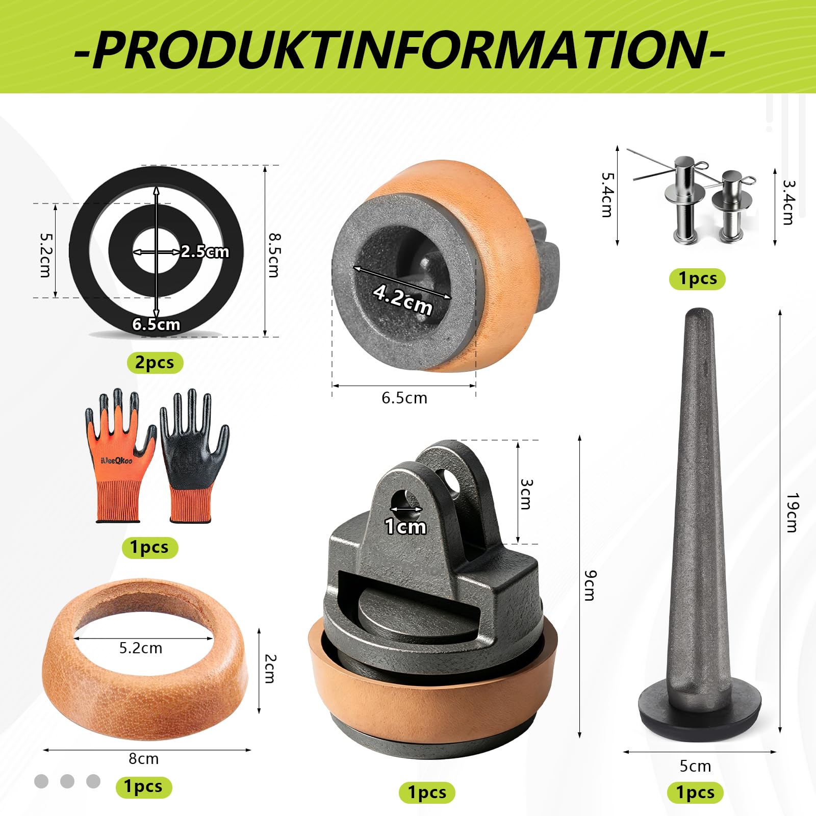 Ersatzkolben für Schwengelpumpen Typ 75,Kolben Komplett mit Nasenstechventil Bolzen Satz Ledermanschette Dichtungsring,Handschwengelpumpe Handpumpe Typ 75 für Wasserpumpen Pumpendichtung,Gartenpumpe