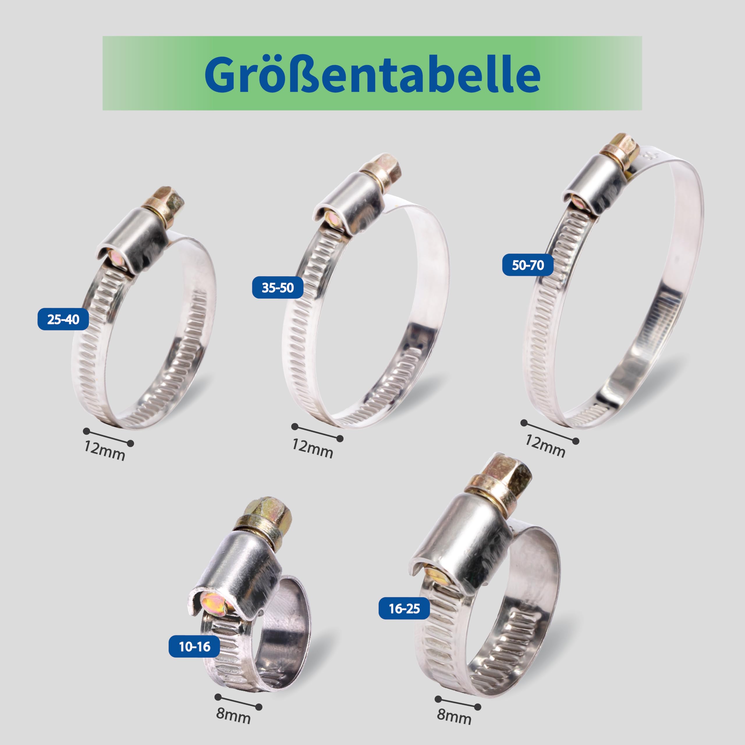 Fascette Stringitubo In Acciaio Inox 10 Pezzi - Regolabili 32-50mm Per Tubi