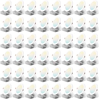 Amico 48-Pack 6 Inch 5CCT Selectable LED Recessed Lights, Ultra-Thin Dimmable Canless Wafer Downlights, 1050LM 12W Eqv 110W, IC Rated ETL Listed