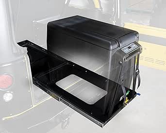 Overland Vehicle Systems Refrigerator Tray With Slide and Tilt - Size Small - Universal Fitment - Stainless Steel and Aluminum Construction - Dual Stage Powder Coat