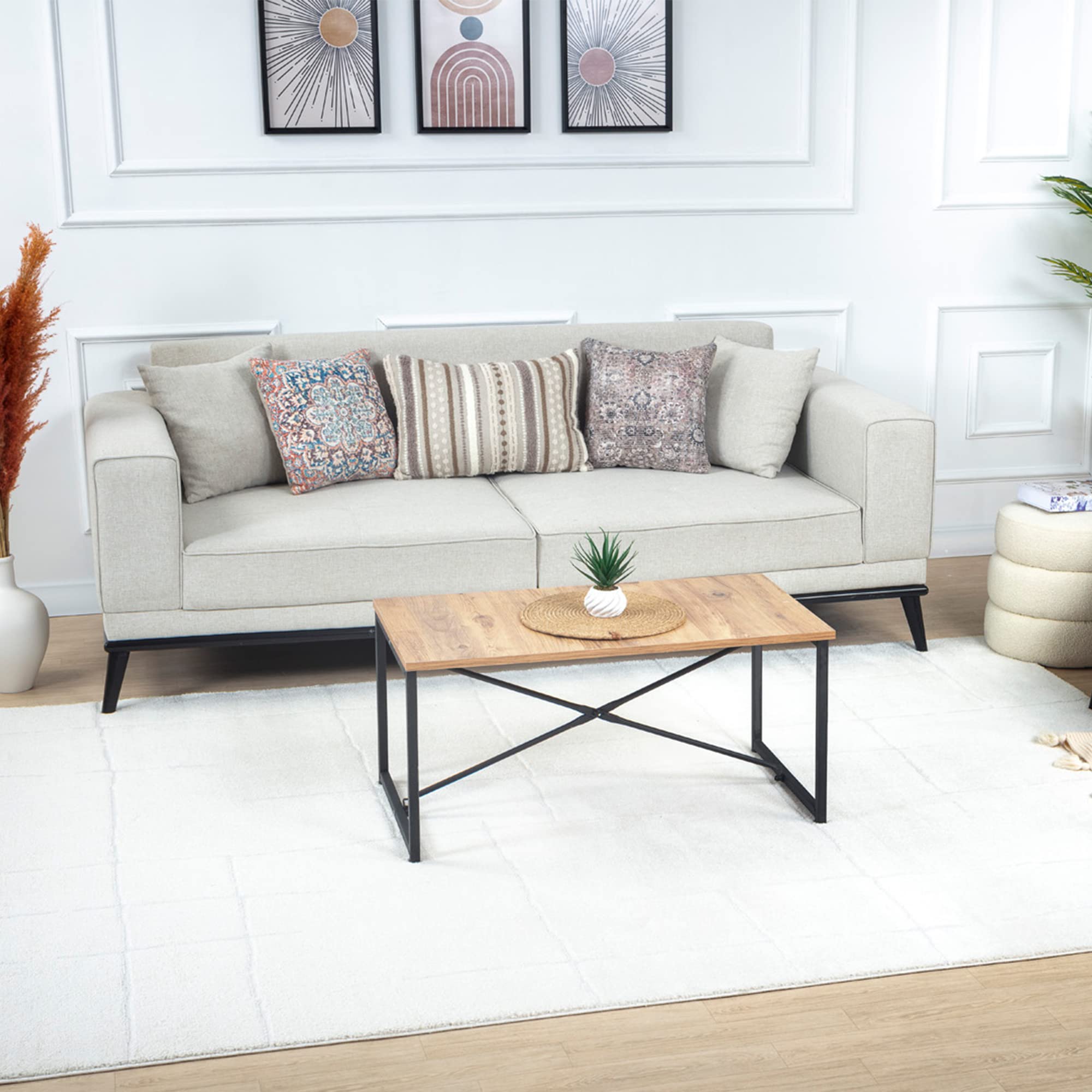 Livabliss Alfombra Abstracta Kalix - Alfombra Salón Grande, Habitación, Dormitorio - Alfombra Salon Pelo Corto, Suave y Lujosa Facil de Cuidar - Alfombra Grande de 160x213cm Crema