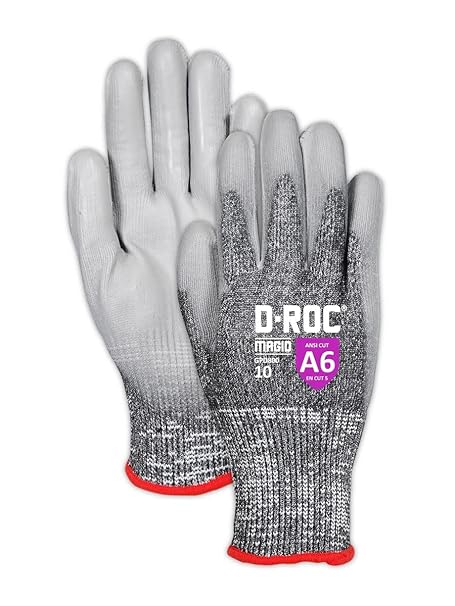 Magid D-ROC Hyperon Lightweight Polyurethane Palm Coated Work Gloves Cut Level A6 (12 Pair)