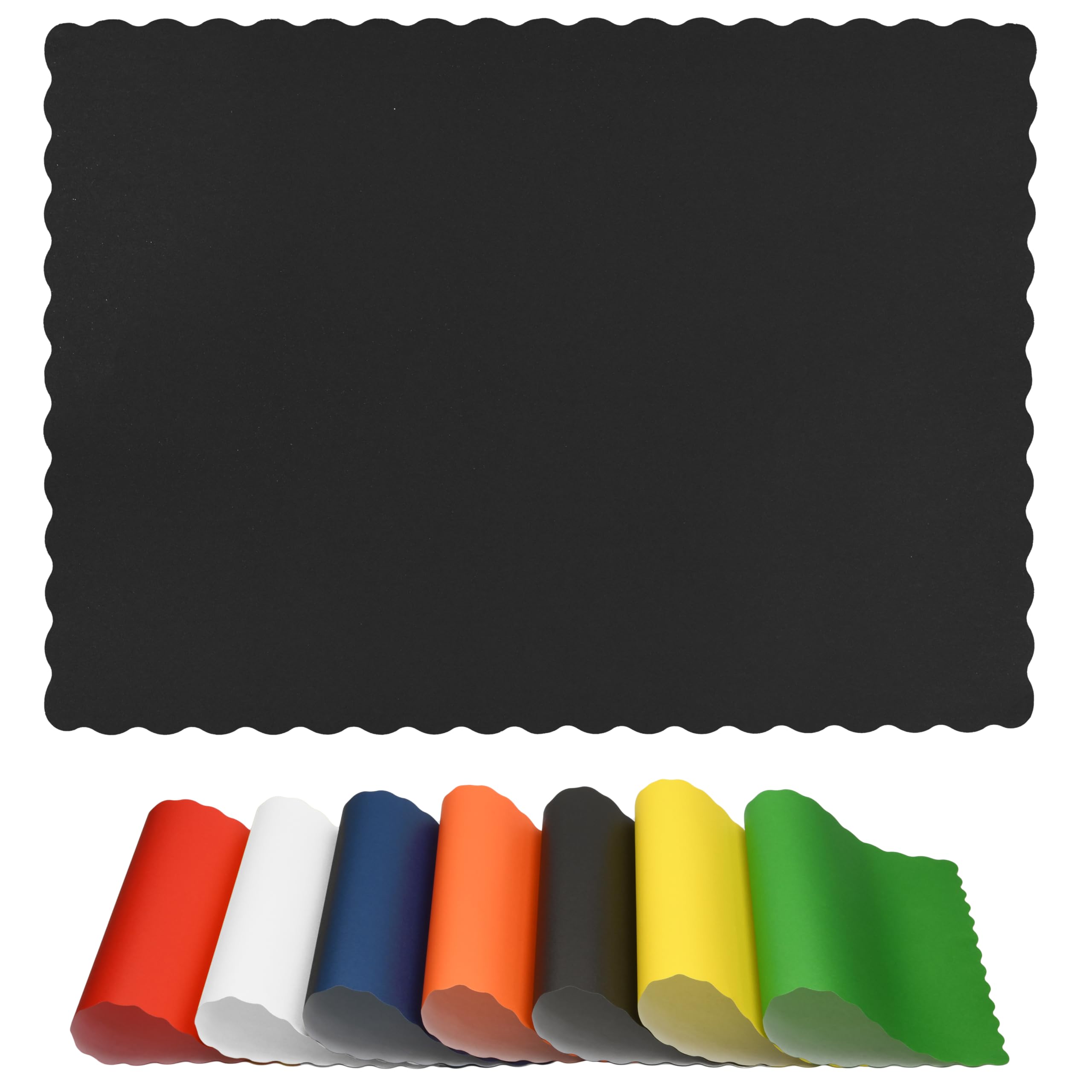 Disposable Paper Placemats – Premium, 100 Pack of Black Scalloped Edge Placemats, Perfect Size 10x 14