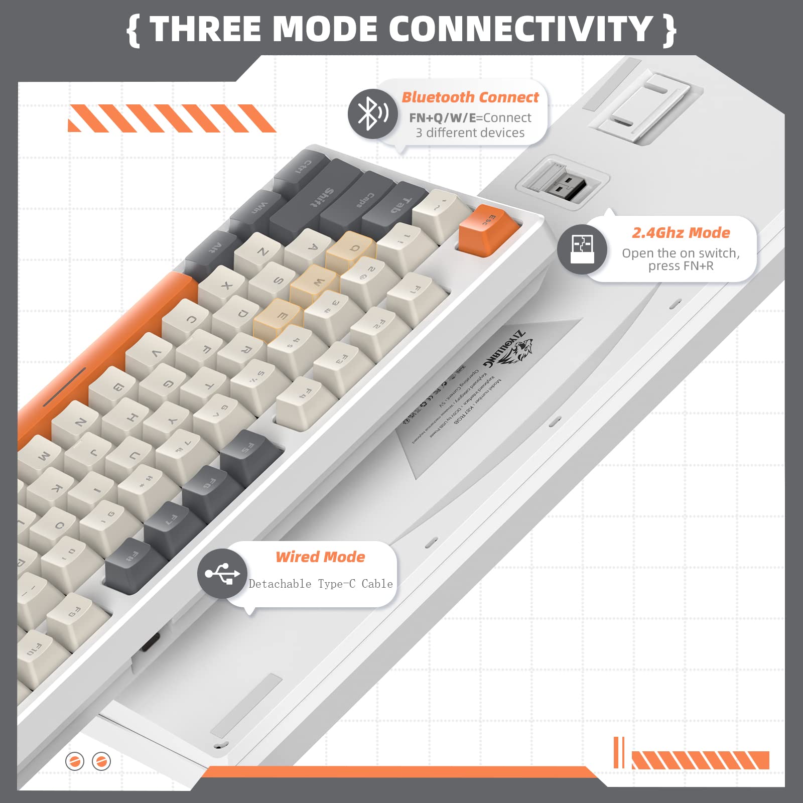 LQXQ WD75 V2 Clavier Sans Fil 75 % Avec VIA, Clavier
