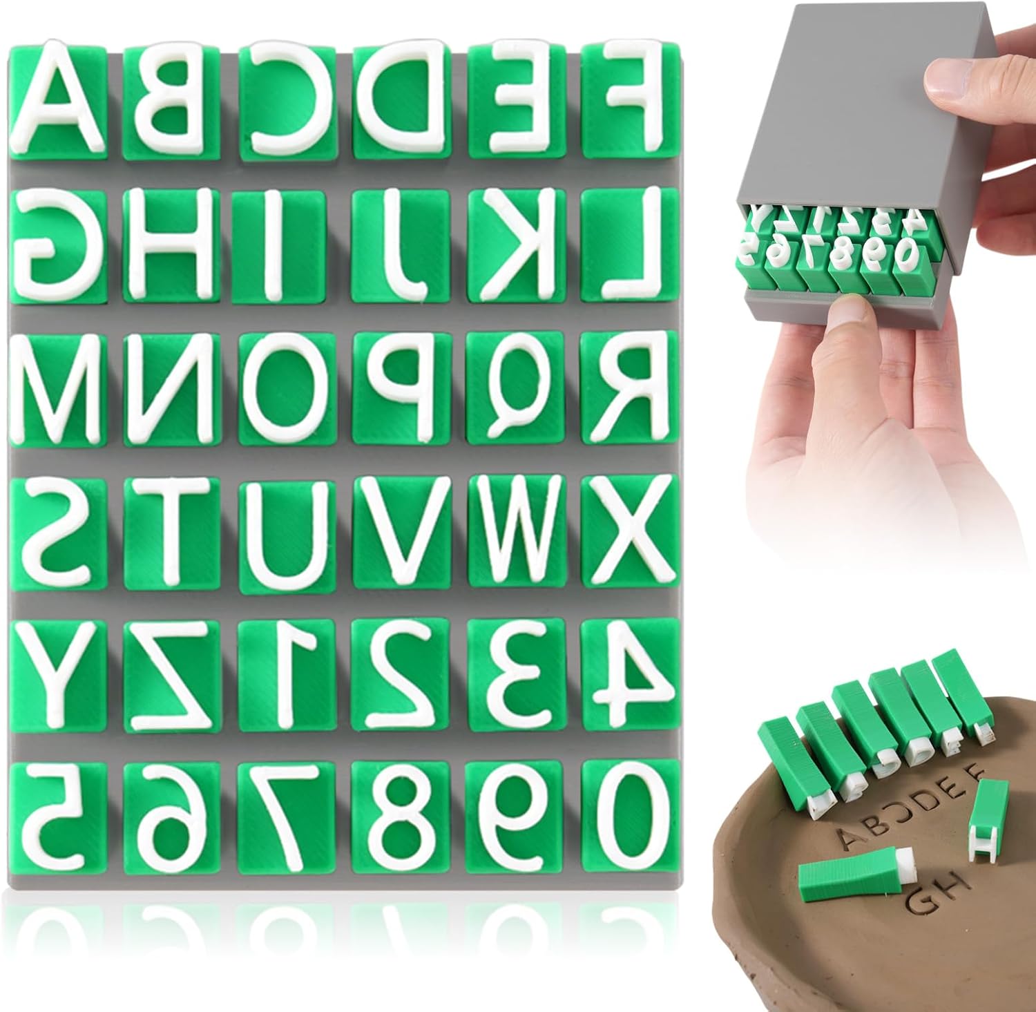 Alphabet Stamps for Clay Pottery, Polymer Clay Stamps, Letter Uppercase Alphabet and Numbers Clay Stamps, Pottery Tools Small Press Fondant Embosser DIY Cookie Stamps Letter Stamps