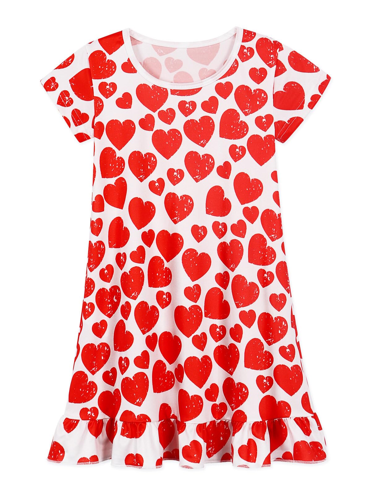 HenzWorldGirls Nightgown Short Sleeve Sleepwear Nightshirt Cute Printed Pajamas Toddler Kids Night Dress Nightie 3-10 Years