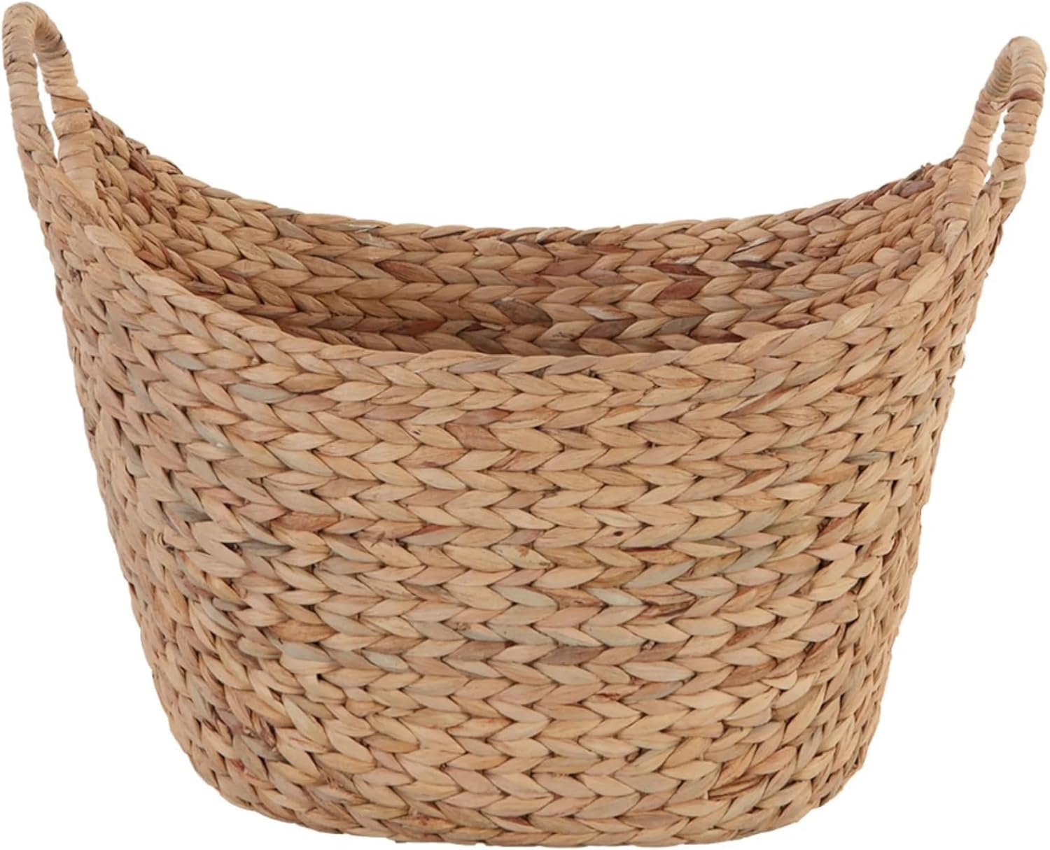 Natural Water Hyacinth Woven Storage Basket, Extra Large Boat Bin with Handles, 19x17x14 Inches, Decorative Organizer for Blankets, Toys, Magazines, Farmhouse Living Room Bedroom (Boat Shaped, 2)