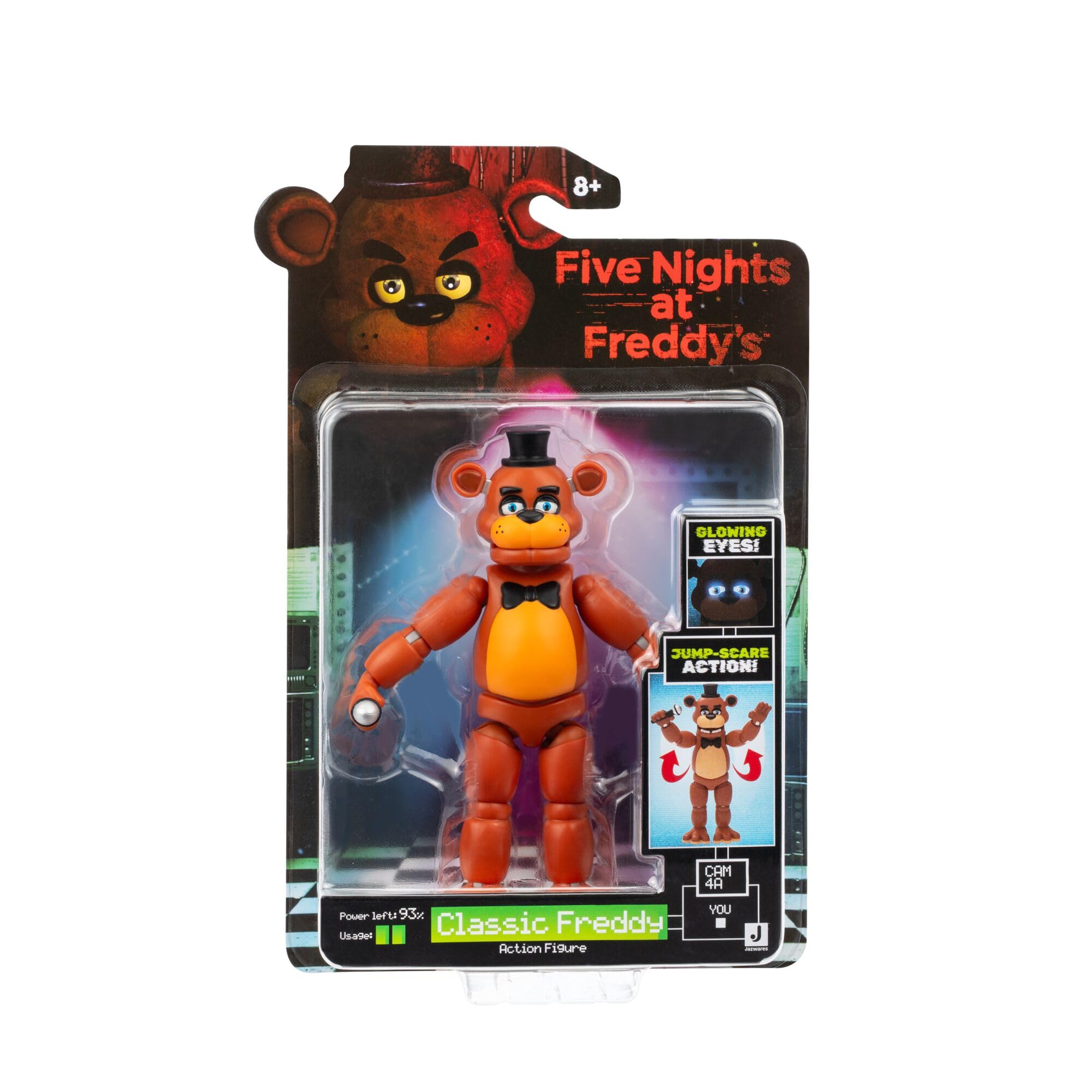 Five Nights at Freddys Classic Freddy - 5-Inch Articulated Figure with Jumpscare Feature and Glow-In-The-Dark Eyes