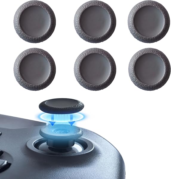 KirinDen Xbox Series X/S用 コントローラースティックキャップ 交換用ハンドル 6個キット Xbox One用 コントローラー 交換用ジョイスティックキャップ 周辺機器 ホコリ防止 全面保護 快適なグリップ 取り付け簡単 グレー - 1
