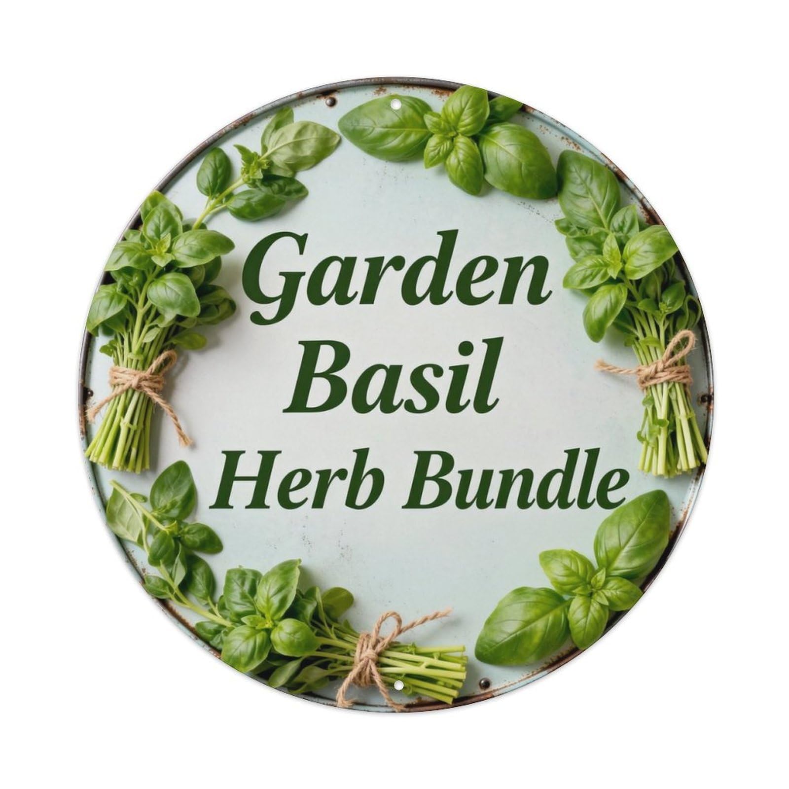 Garden Basil Herb Bundle Metal Tin Sign Plaque