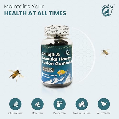 Miniatura 6 de Himalayan Pure Shilajit & Manuka Honey Fusion Gummies para hombres y mujeres, suplemento dietético con oligominerales y ácido fúlvico, 60 gomitas