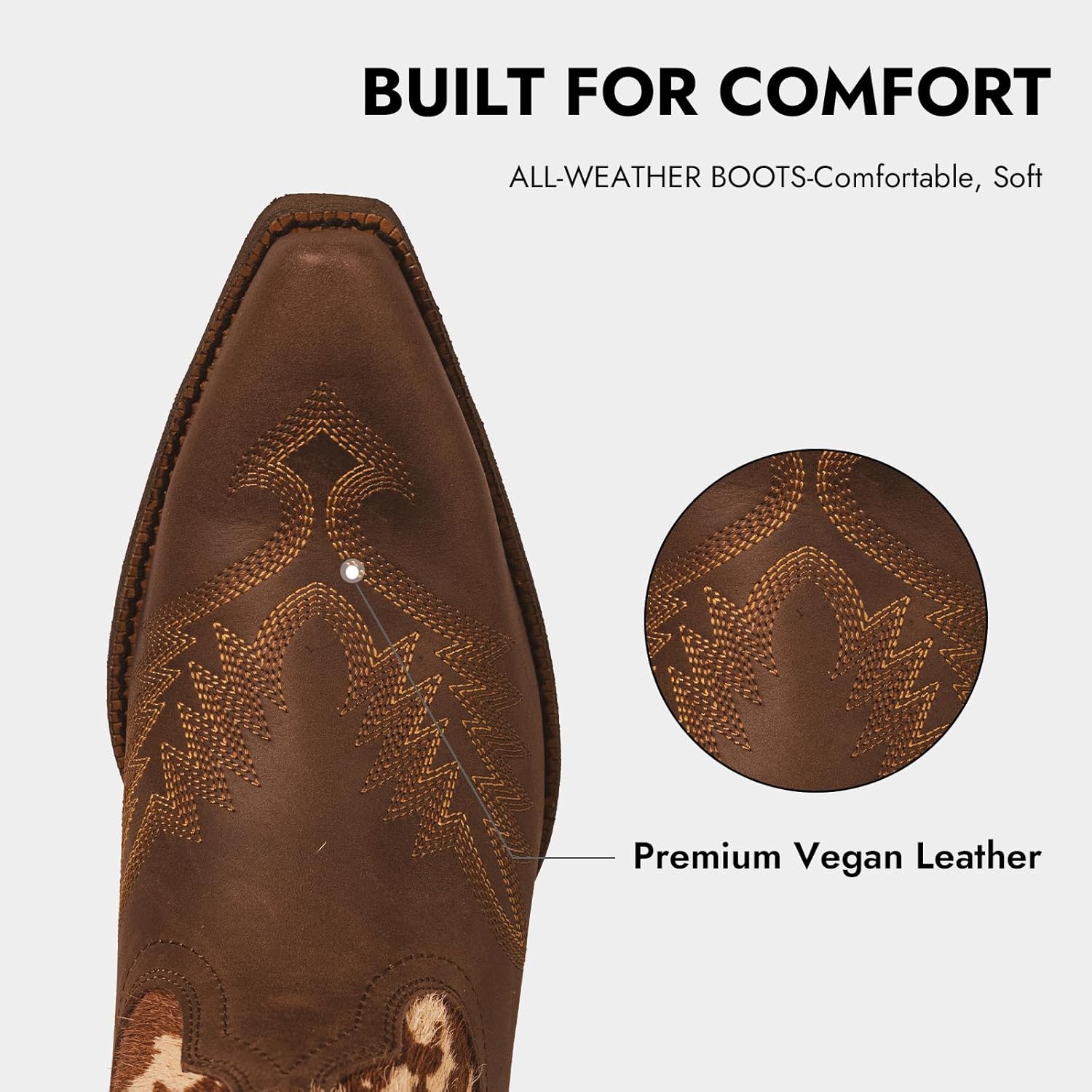 Montana West Cowboy Boots for Women Knee High Calf Cowgirl Boots Zippered Casual Boots Retro Pointed Toe with Chunky Heel for Concerts & Parties - Image 4