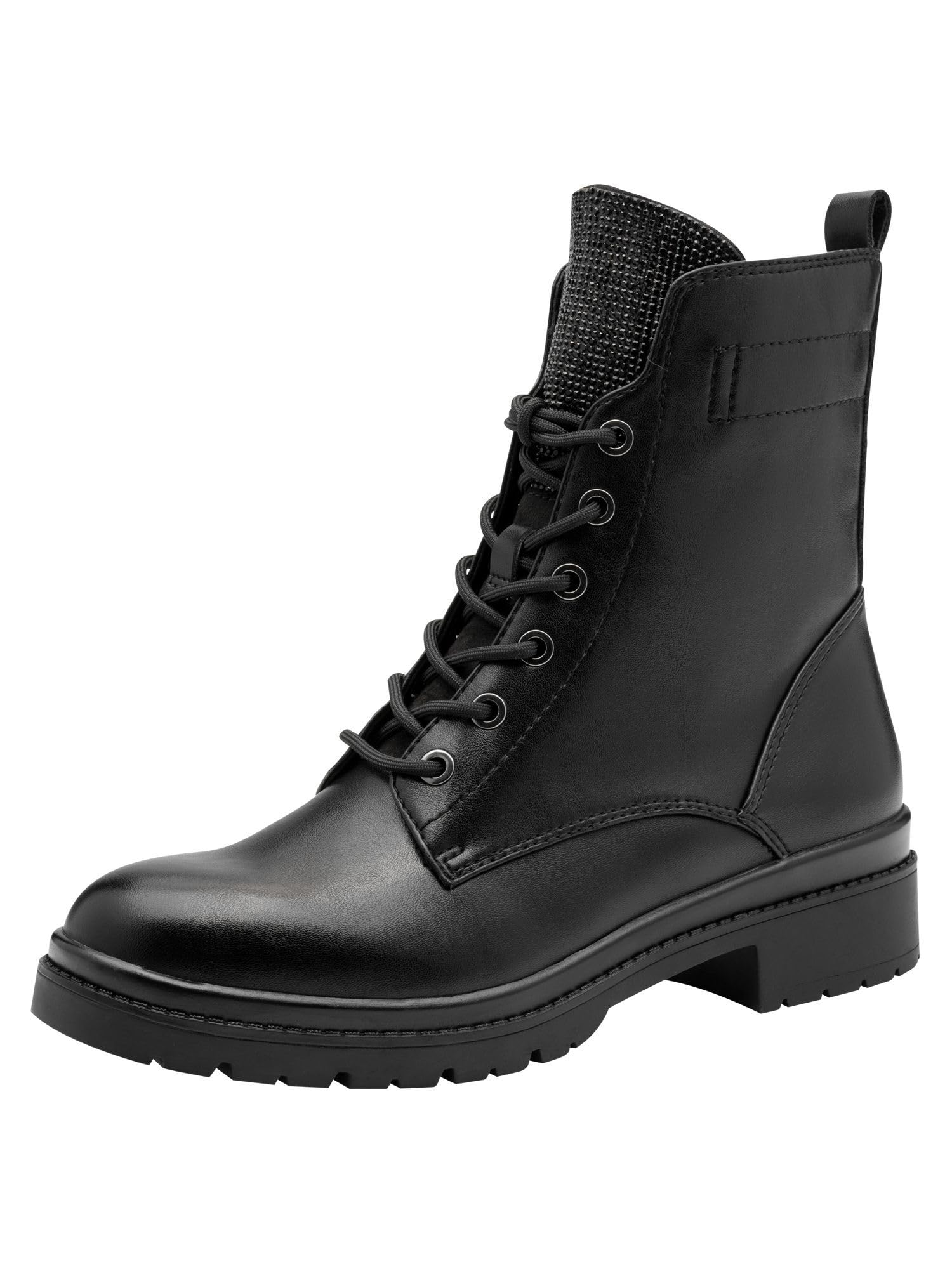 Tamaris Women's Damen Lace Boot Flat 1-25236-43 Ankle, Black Glam, 7.5 UK