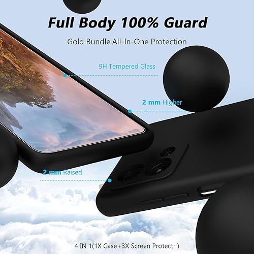 Miniatura 2 de Funda para Motorola Moto G Stylus 5G (2023) con 3 protectores de pantalla de vidrio templado, TPU de silicona líquida suave con forro de microfibra,