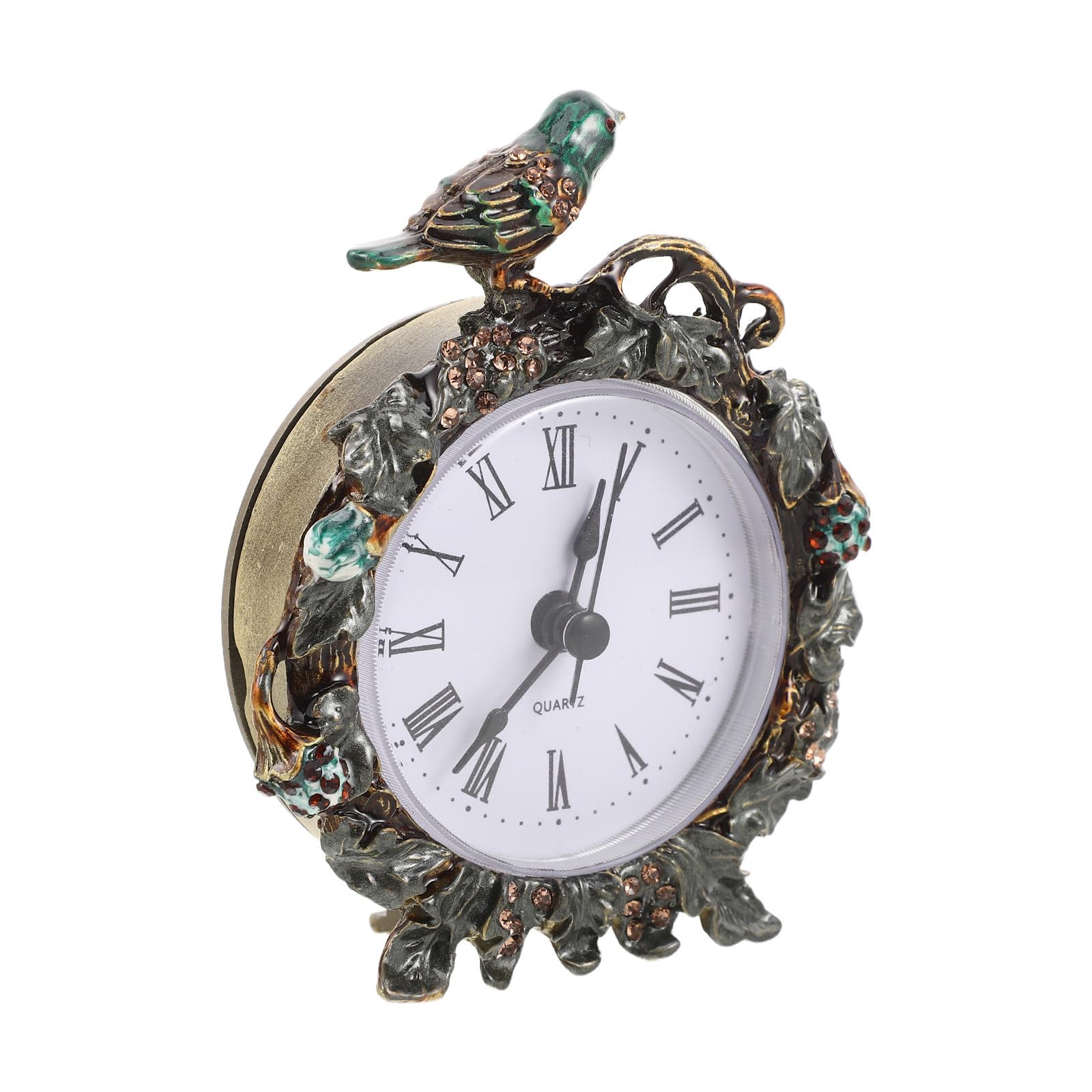 Reloj de mesa vintage europeo con cristales y acabados de lujo para despacho