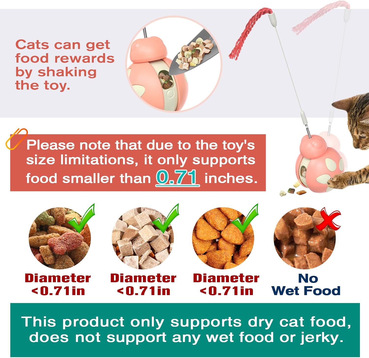 Cat Interactive Chase Toys for Indoor Cats Kitten Teaser Wand Tumbler Cat Treat Puzzle Entertainment Toy Kitty Food Feeder Weight Loss Exercise Balls Pet Supplies for Boredom Birthday Gift Pink image 5 of 7 B0DPJ4TF4S