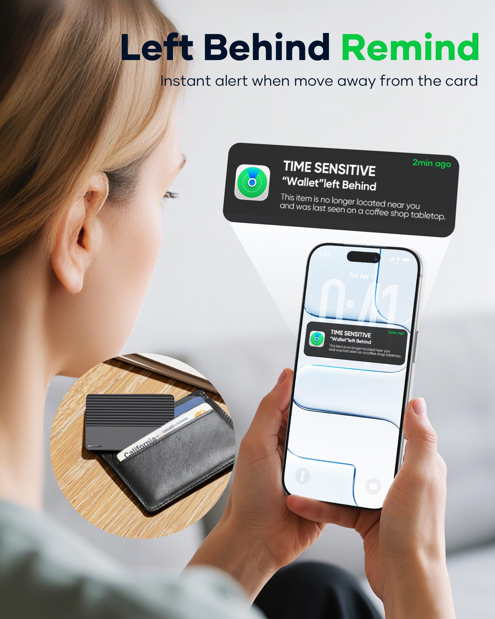 Portafoglio Tracker Card per iOS Find My, batteria di 10 anni, nessuna ricarica richiesta, Smart Slim Card Tracker per portafoglio, passaporto e bagagli, ricerca oggetti intelligenti per
