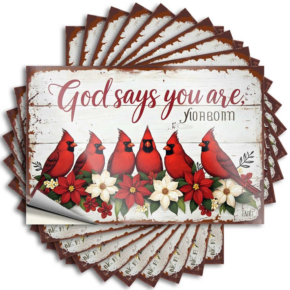 Tattoo Accent Vinyl Decals, Bathroom Accessories Decor Waterproof Helmet Stickers for Water Bottle | God Says You are: A Festive Gathering of Cardinals and Flowers Perfect for(12X18CM)
