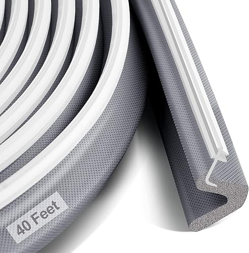 Miniatura 13 de Sello de puerta de corte extra largo de 40 pies para espacios grandes y fácil instalación (blanco)