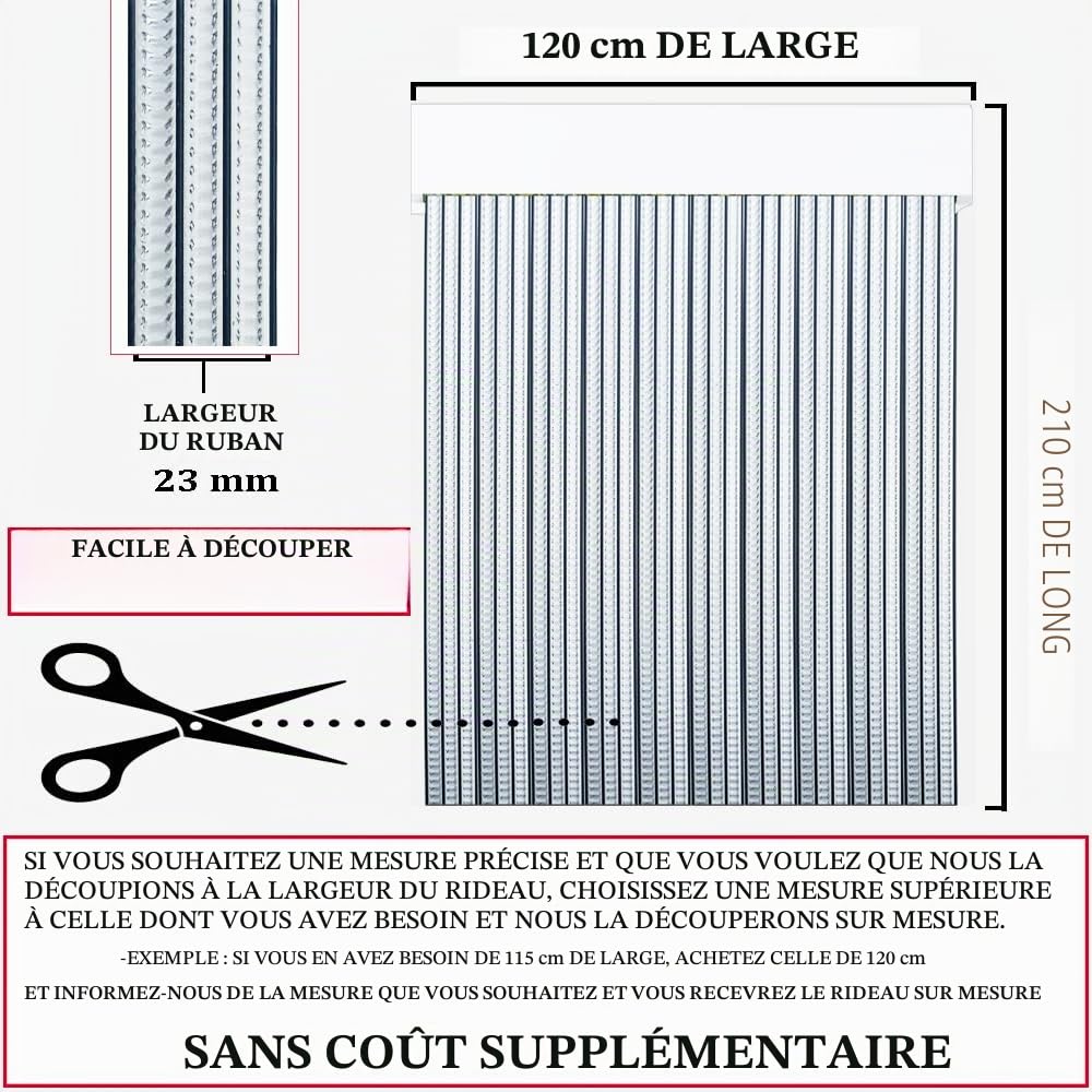 Pertoni Tende Rideaux d'extérieur en plastique PVC et barre en aluminium Noir/transparent Largeur 120 cm x 210 cm Longueur