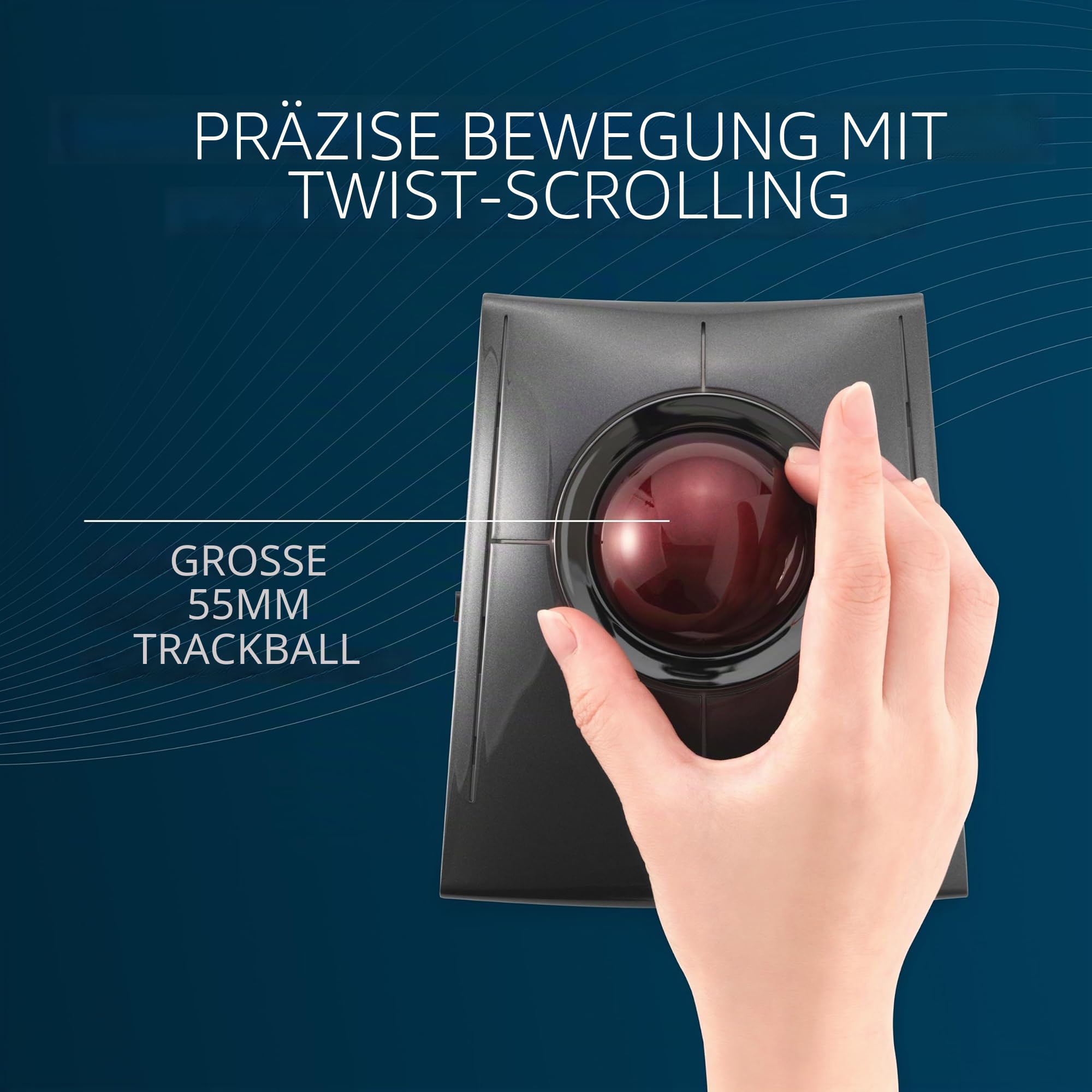 Kensington SlimBlade Pro Trackball Bluetooth Maus, Kompatibel mit Windows und macOS, PC und Laptop, Für Rechts- und Linkshänder, Optisches Tracking (K72080WW)