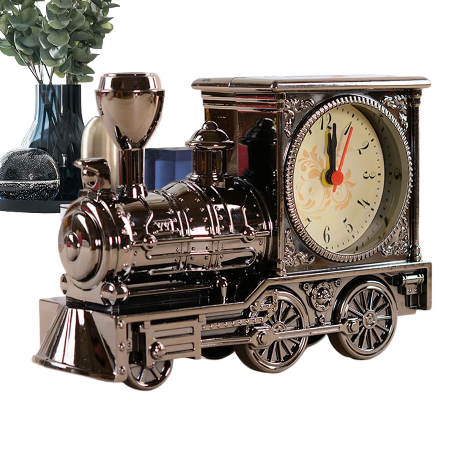 Reloj de tren vintage a pilas con función de despertador analógico para mesita de noche