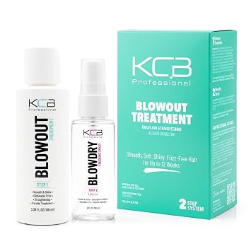 Blowout, 2 Step Keratin Hair Treatment. Brazilian Straightening and Frizz Control. Keratina para Alisar el Pelo. All Hair Types, Formaldehyde Free, 3.38Floz