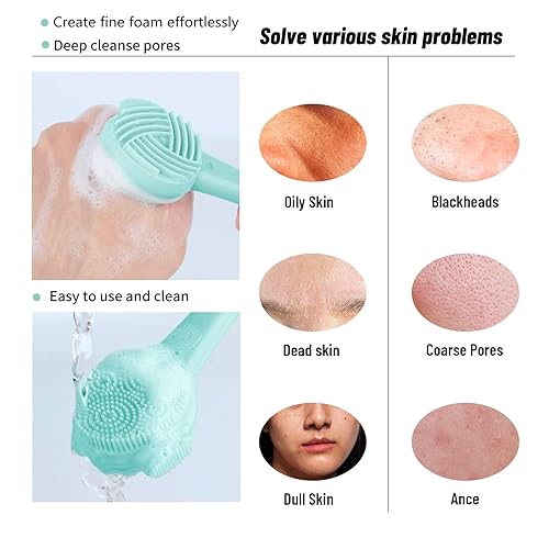 Miniatura 5 de Beomeen - Cepillo de limpieza facial de silicona, 3 diseños, limpiador facial de mano 4 en 1 para exfoliación profunda y suave, cepillo de lavado