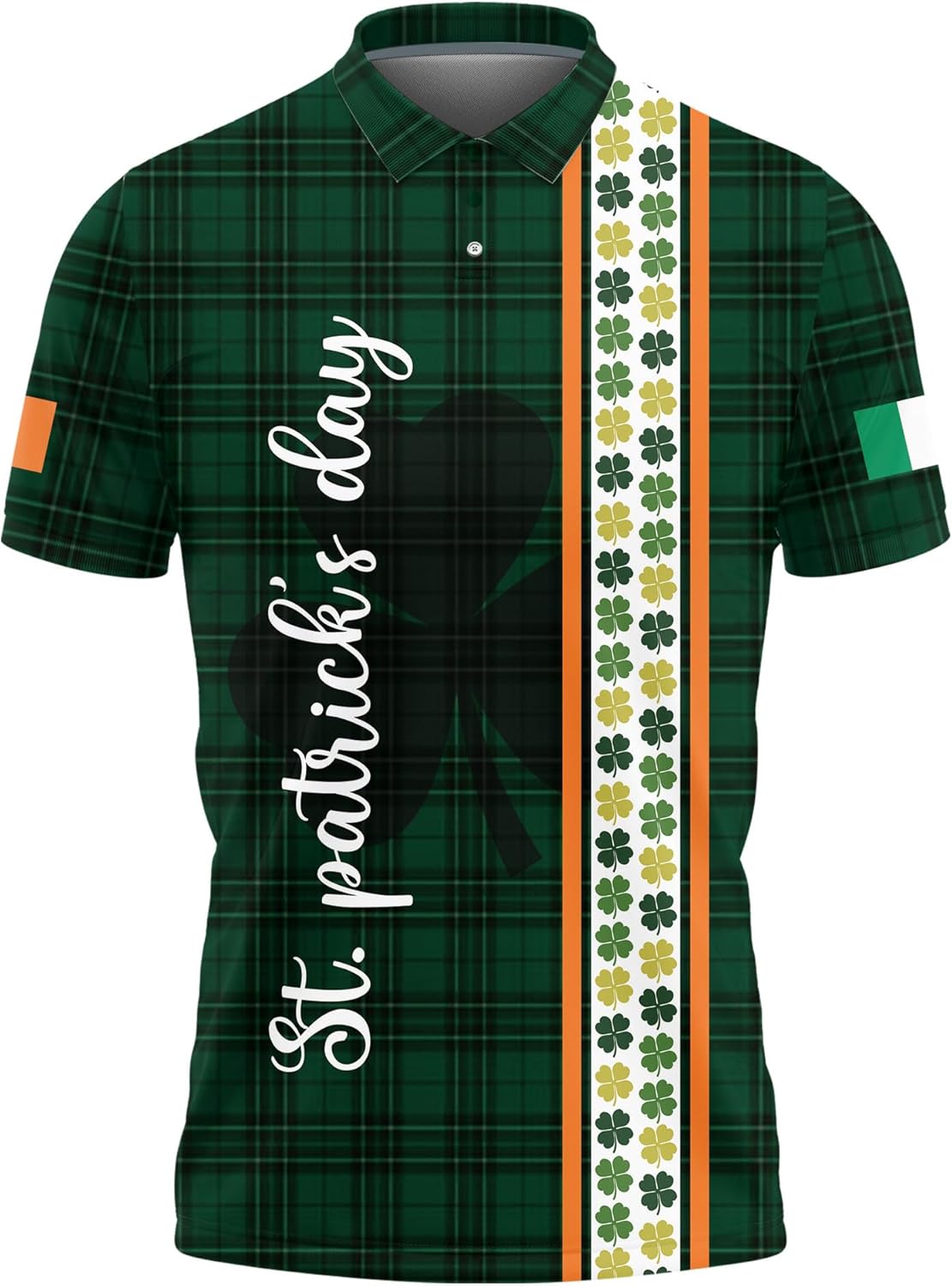 Green Shamrock Polo Shirts for Men - Patrick Day Short Sleeve Regular Fit Polo Shirts for Men Women Series 52