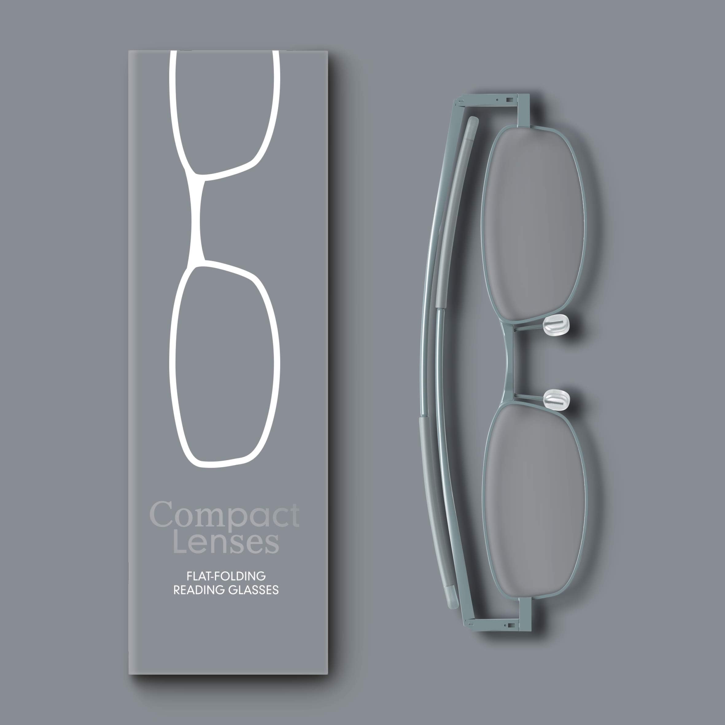 IF Compact Lenses Readers Slim Flat-Folding Unisex Reading Glasses - Storm, "+2.5"""