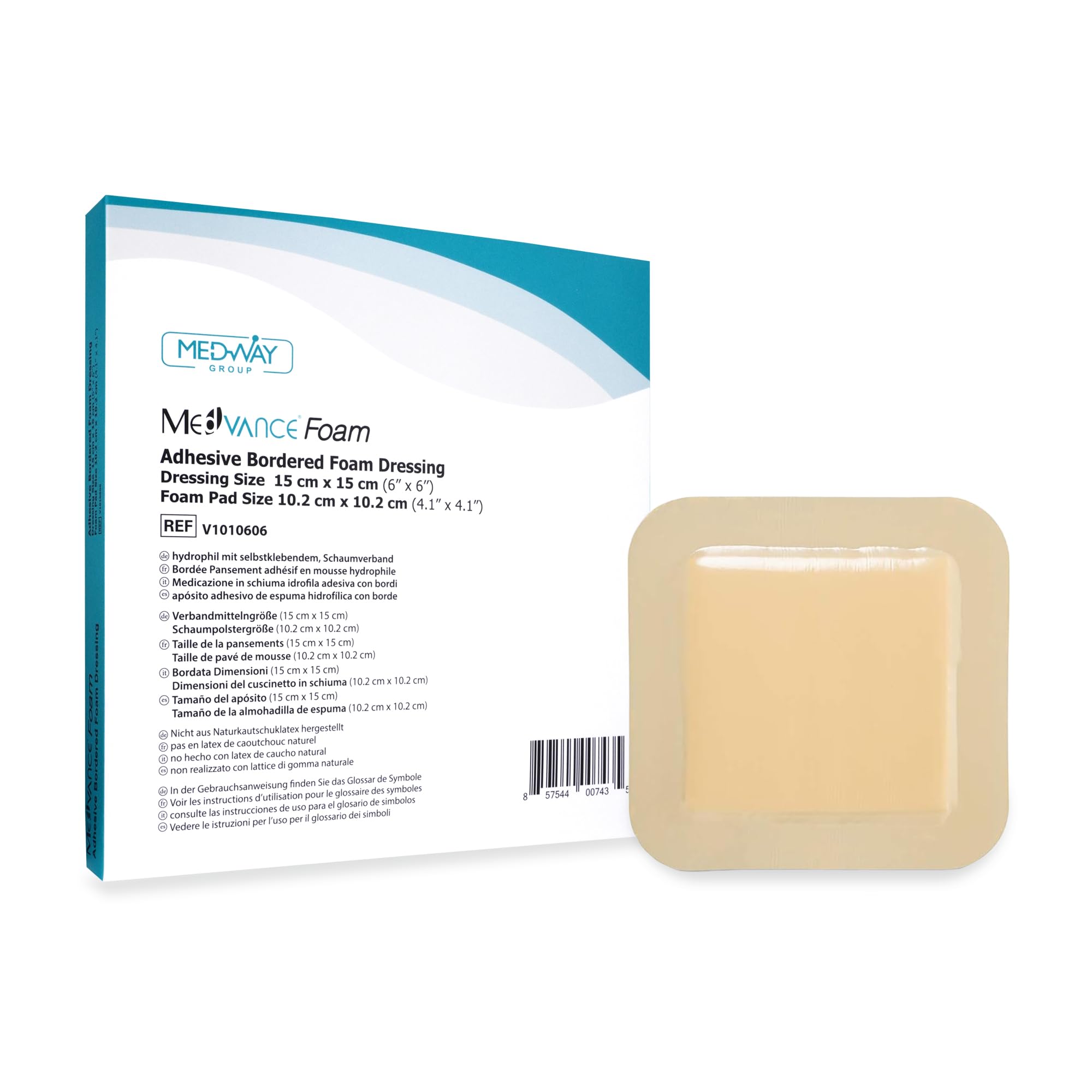 MedVance TM Foam – Bordered Adhesive Hydrophilic Foam Dressinge 6"x6" (4.1"x4.1" Pad) Box of 5 dressings