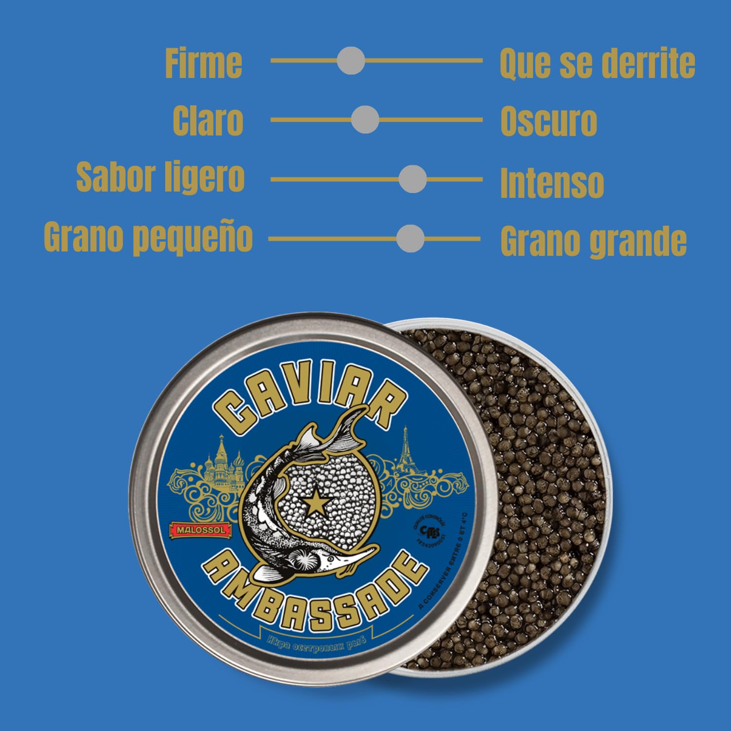 Caviar Osciètre Français - 2 X 100g - Acipenser Gueldenstaedtii - Livraison réfrigérée - CAVIAR AMBASSADE