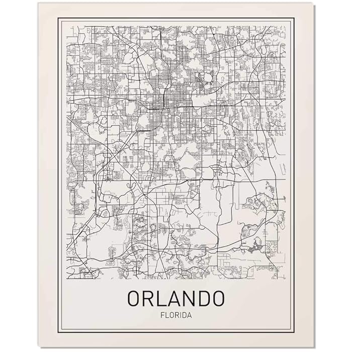 Buy Orlando Poster, Orlando Map, Map of Orlando, City Map Posters