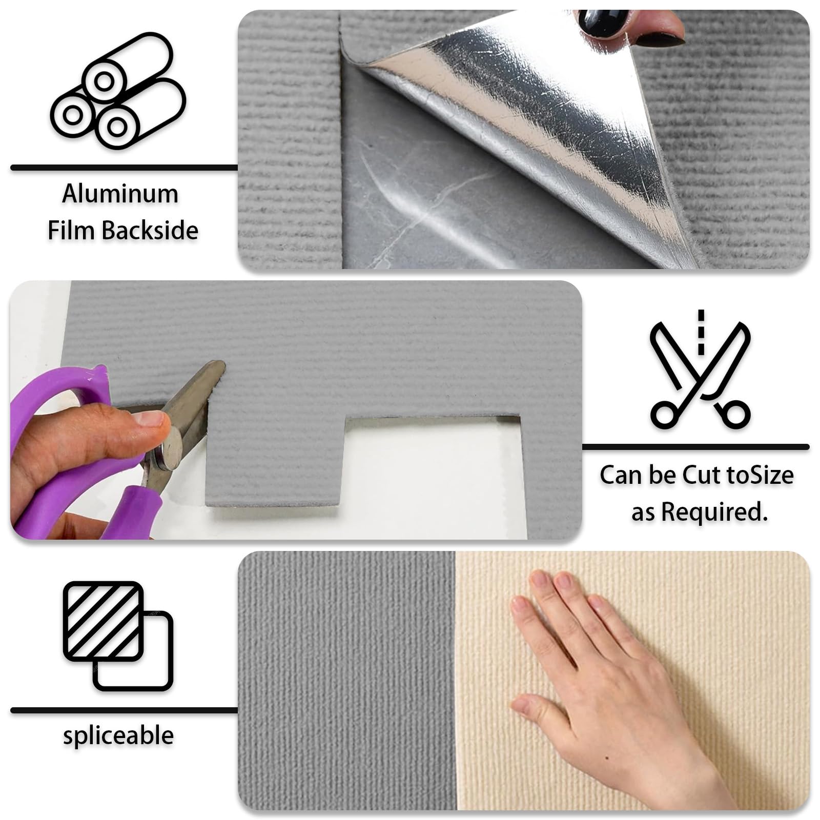 Teppichfliesen 50x50cm Teppichfliesen Selbstklebend - 10 Stück Set - 2.5m² - Teppichboden, Teppich Fliesen mit Rückendeckung, Strapazierfähiger Teppich Bodenbelag für Wohnung,Büro,Gewerbe, Hellgrau