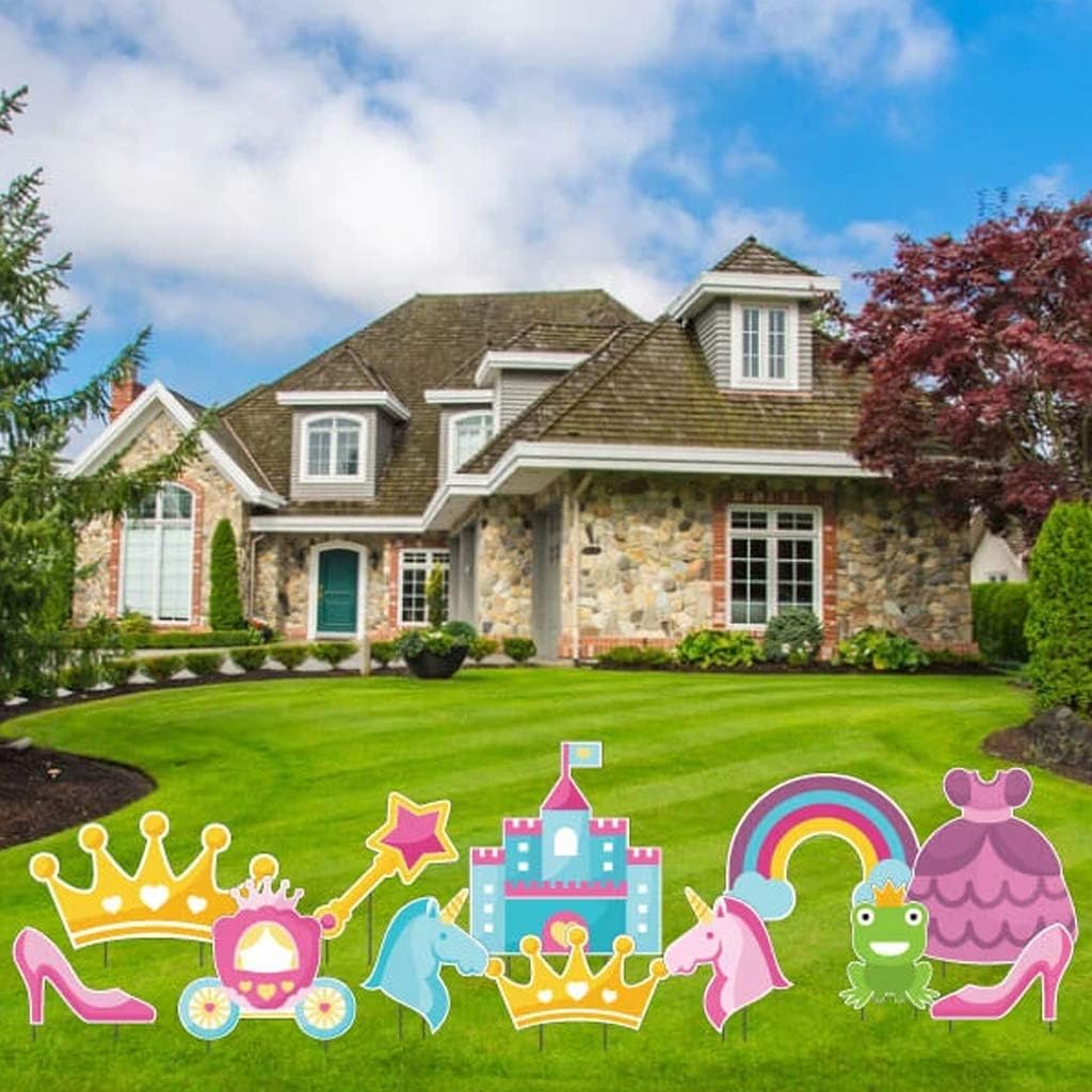 VictoryStore Yard Decorations - Accessories Outdoor Yard Signs 2 Stakes Included Per Sign (Princess Theme 12 Signs) AC1